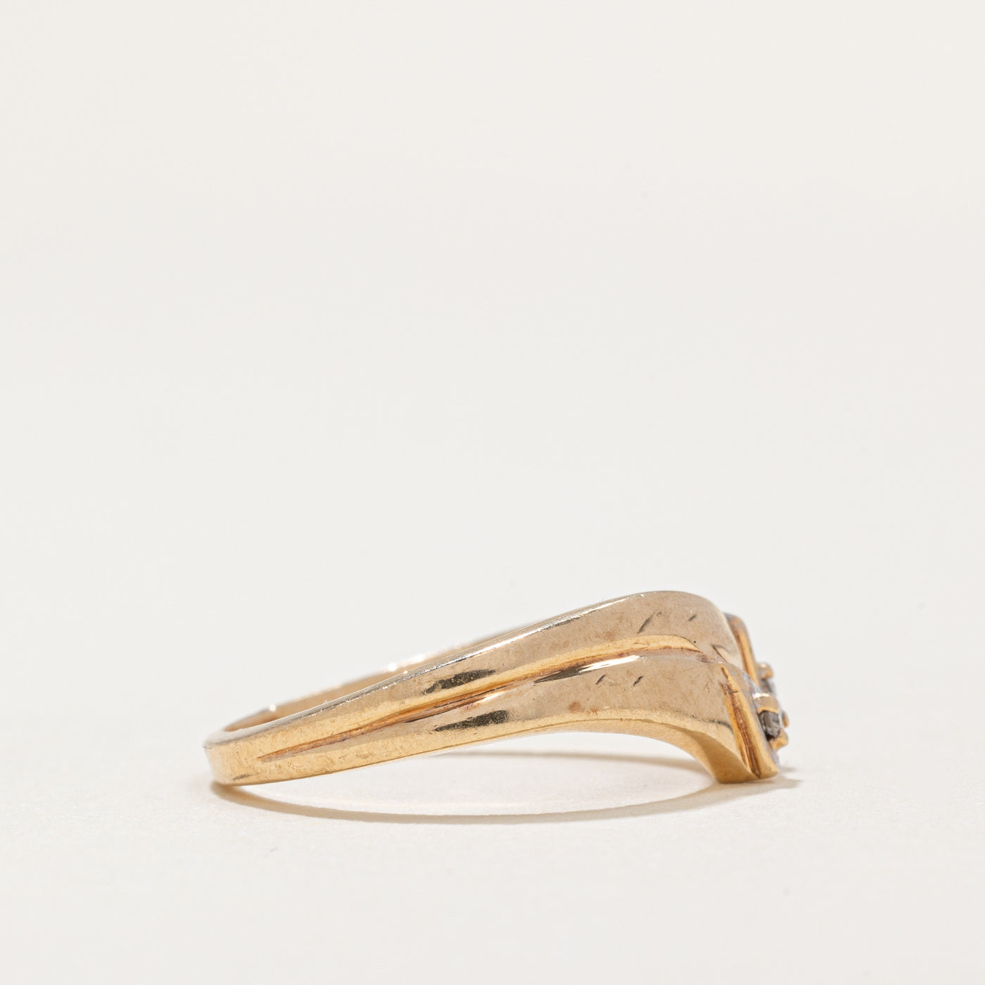 0.03ctw Diamond Double Chevron Ring - Size 4.5 | Elegant Stackable Wedding Band for Women | Perfect for Anniversary, Engagement & Everyday Wear
