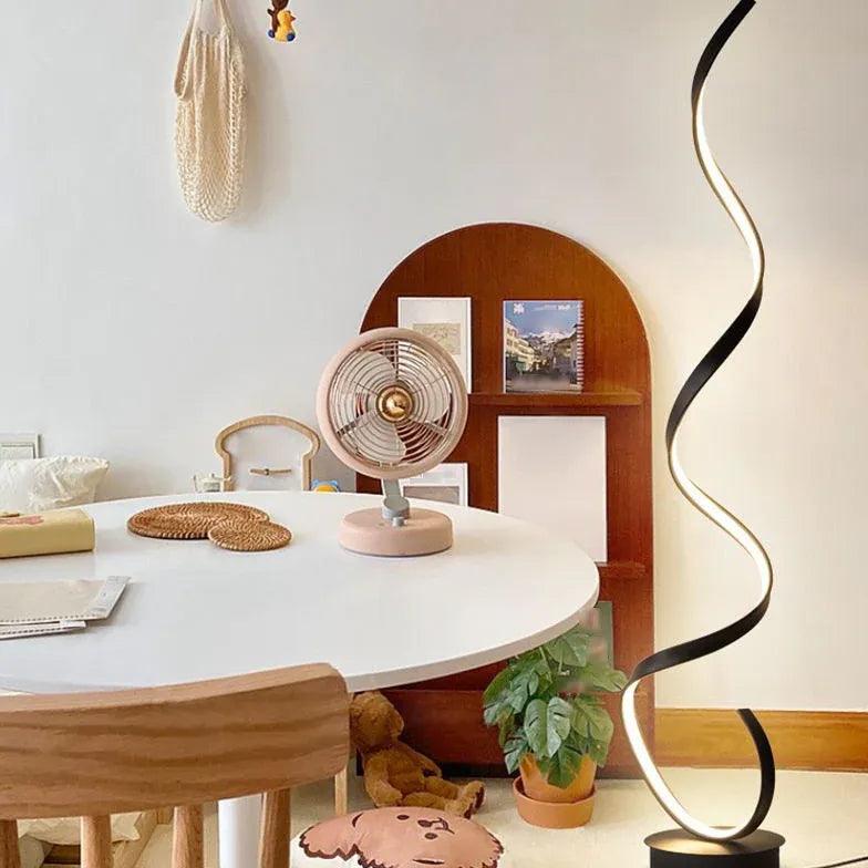 Modern Spiral Floor Lamp - Contemporary Art Design for Living Room, Bedroom & Office Lighting - Stylish Home Decor & Ambient Lighting Solution