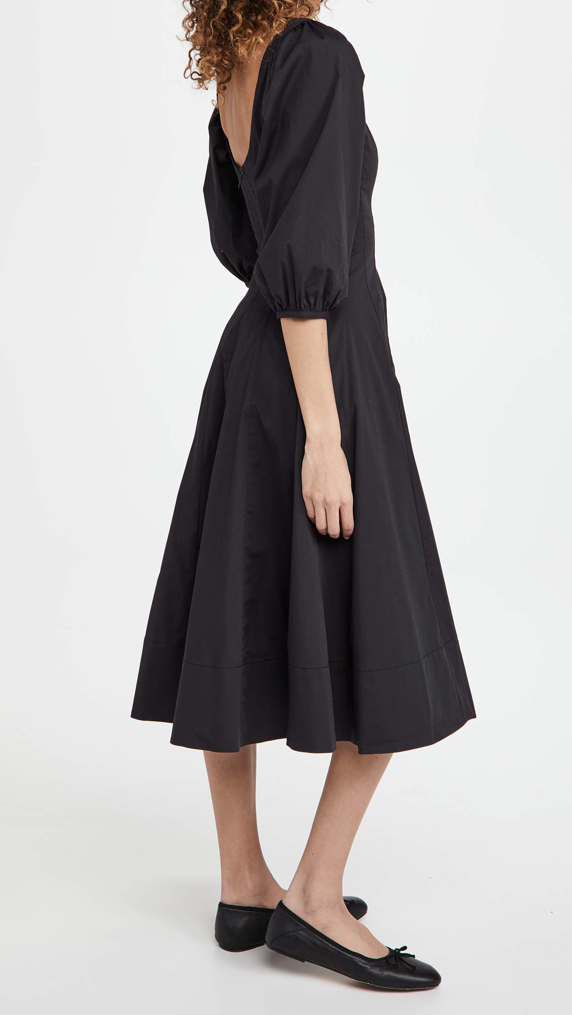 STAUD Women's Swells Dress - Flowy Midi Dress with Puff Sleeves & Square Neckline | Perfect for Summer, Beach, Vacation & Casual Outings