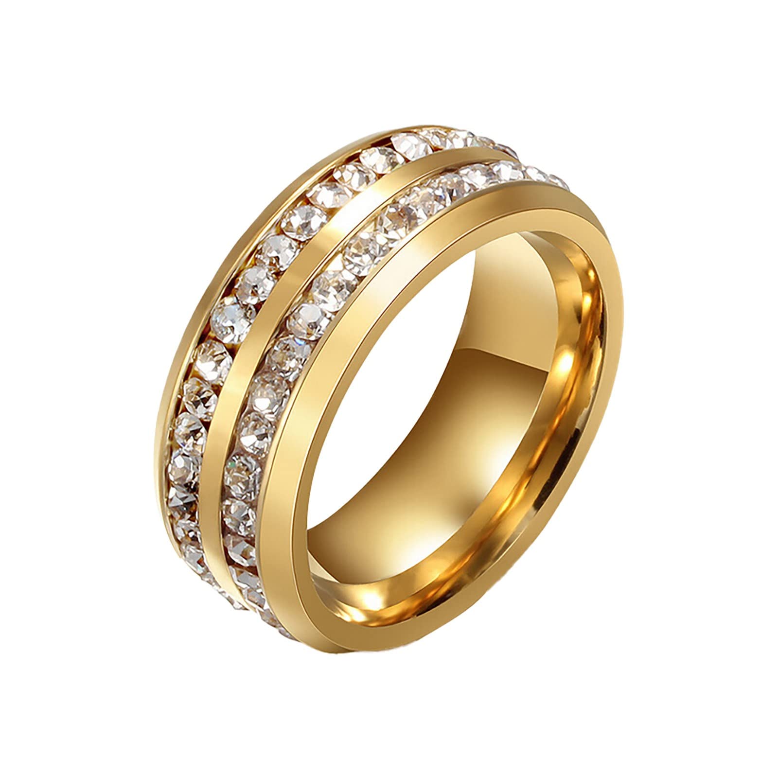 **Men's & Women's Diamond Rose Gold Rings - Universal Full Row Wedding Bands for Couples, Anniversaries & Special Occasions**