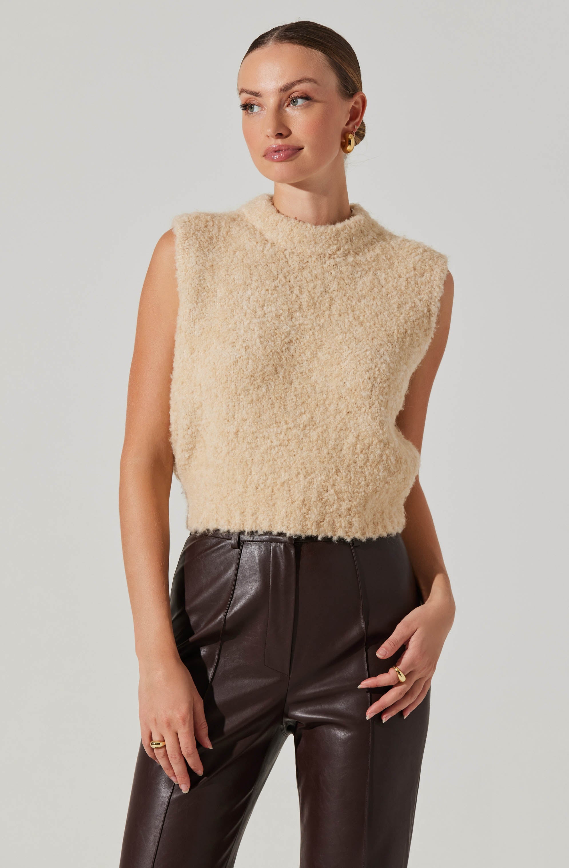 Stylish Edlyn Boucle Mock Neck Sweater for Women | Soft & Comfortable Knit Pullover | Perfect for Fall & Winter Outfits, Office Wear & Casual Dates