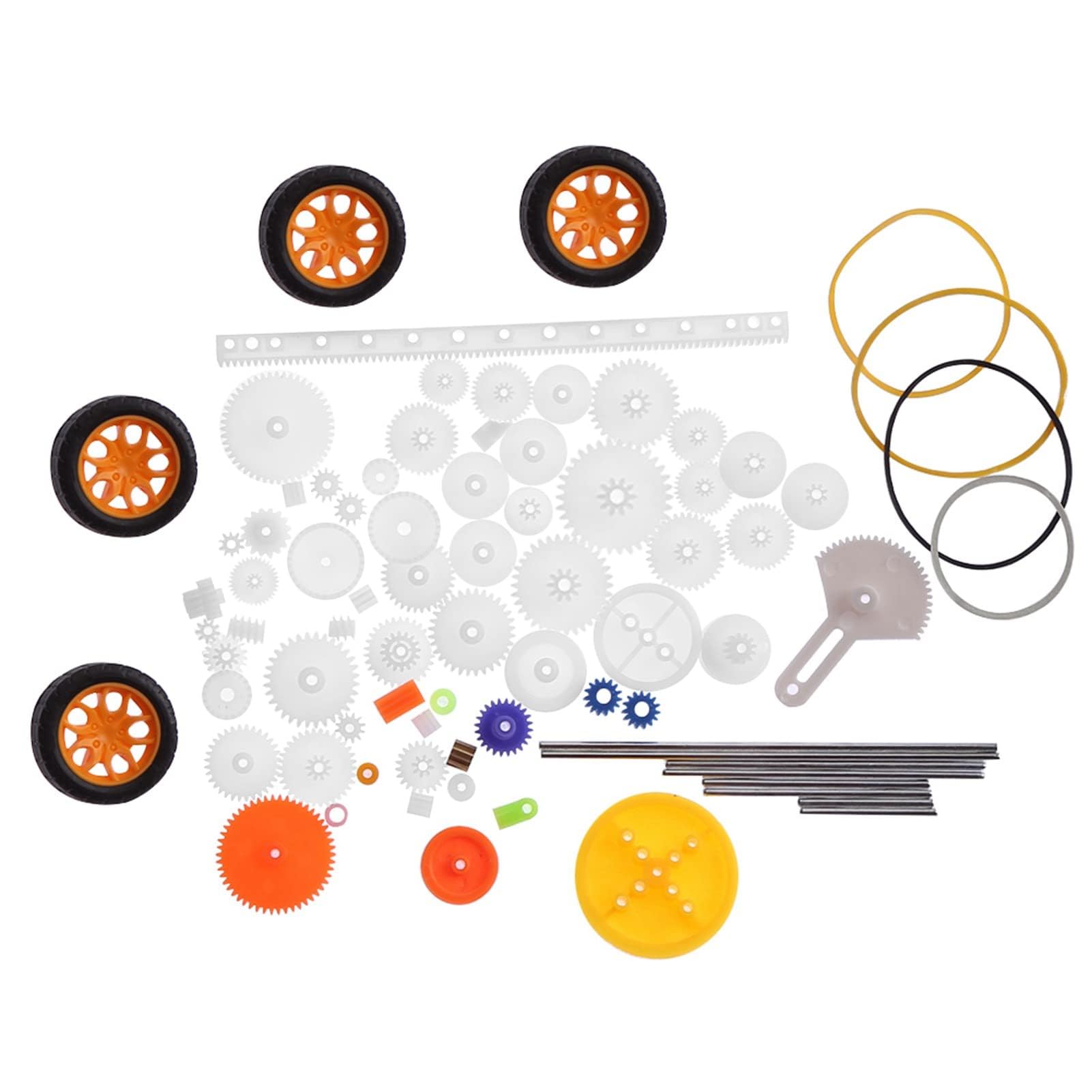 82Pcs Robot Gear Parts Kit - Belt, Spindle, Worm Gear, Pulley, Shaft for DIY Robots & RC Cars | STEM Educational Toys for Kids & Adults | Perfect for Robotics Projects, Science Experiments & RC Vehicle Repair