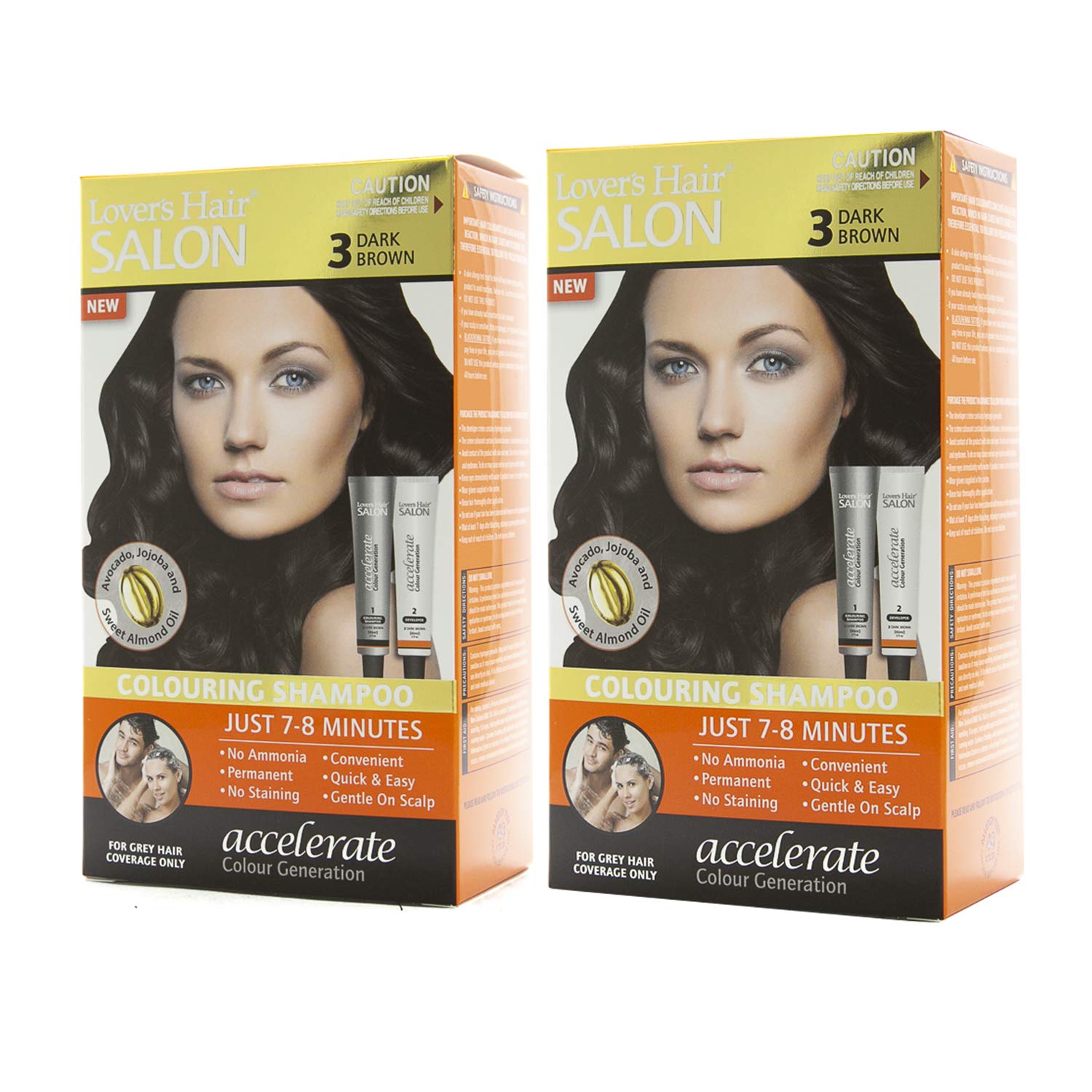 LOVER'S HAIR SALON COLORING SHAMPOO Dark Brown #3 (2-Pack) - Permanent Hair Dye for Gray Coverage & Vibrant Color at Home | Salon-Quality Results for Men & Women
