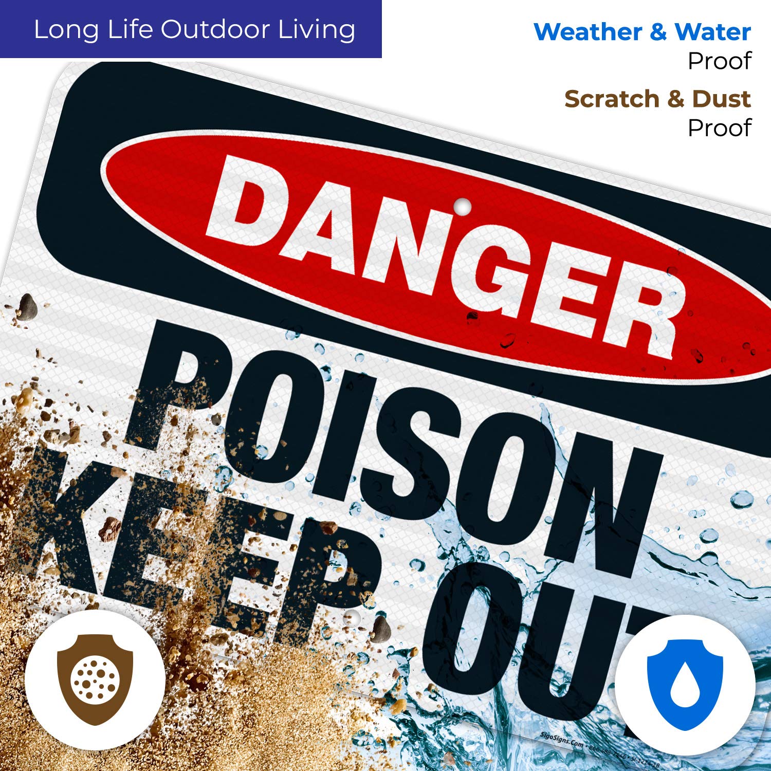 Danger Poison Keep Out Sign - OSHA Approved 12x18 Inches, 3M EGP Reflective .063 Aluminum - Fade Resistant for Indoor & Outdoor Use - Made in USA - Perfect for Warehouses, Construction Sites & Hazardous Areas