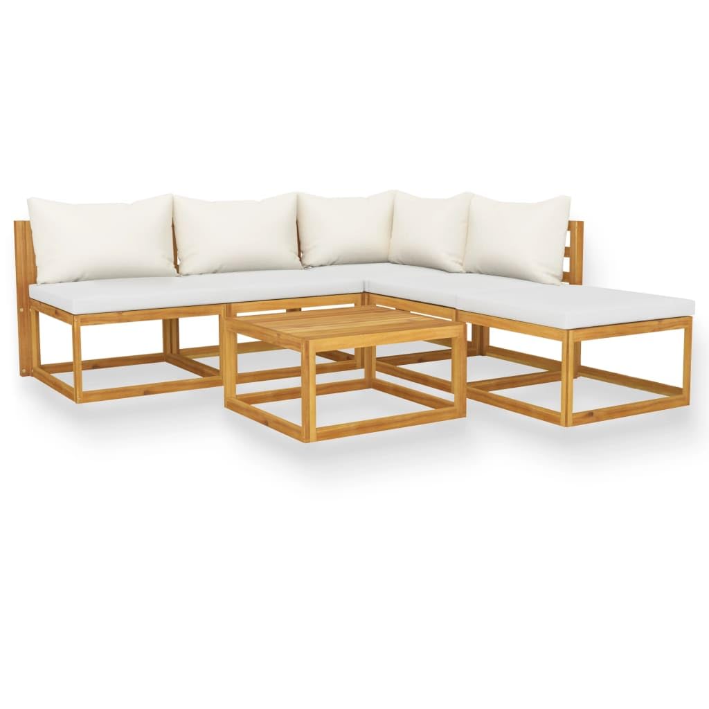 vidaXL 6-Piece Patio Lounge Set - Outdoor Garden Furniture with Sectional Sofa, Cushions & Coffee Table - Modern Acacia Wood Design - Perfect for Backyard, Poolside & Patio Relaxation