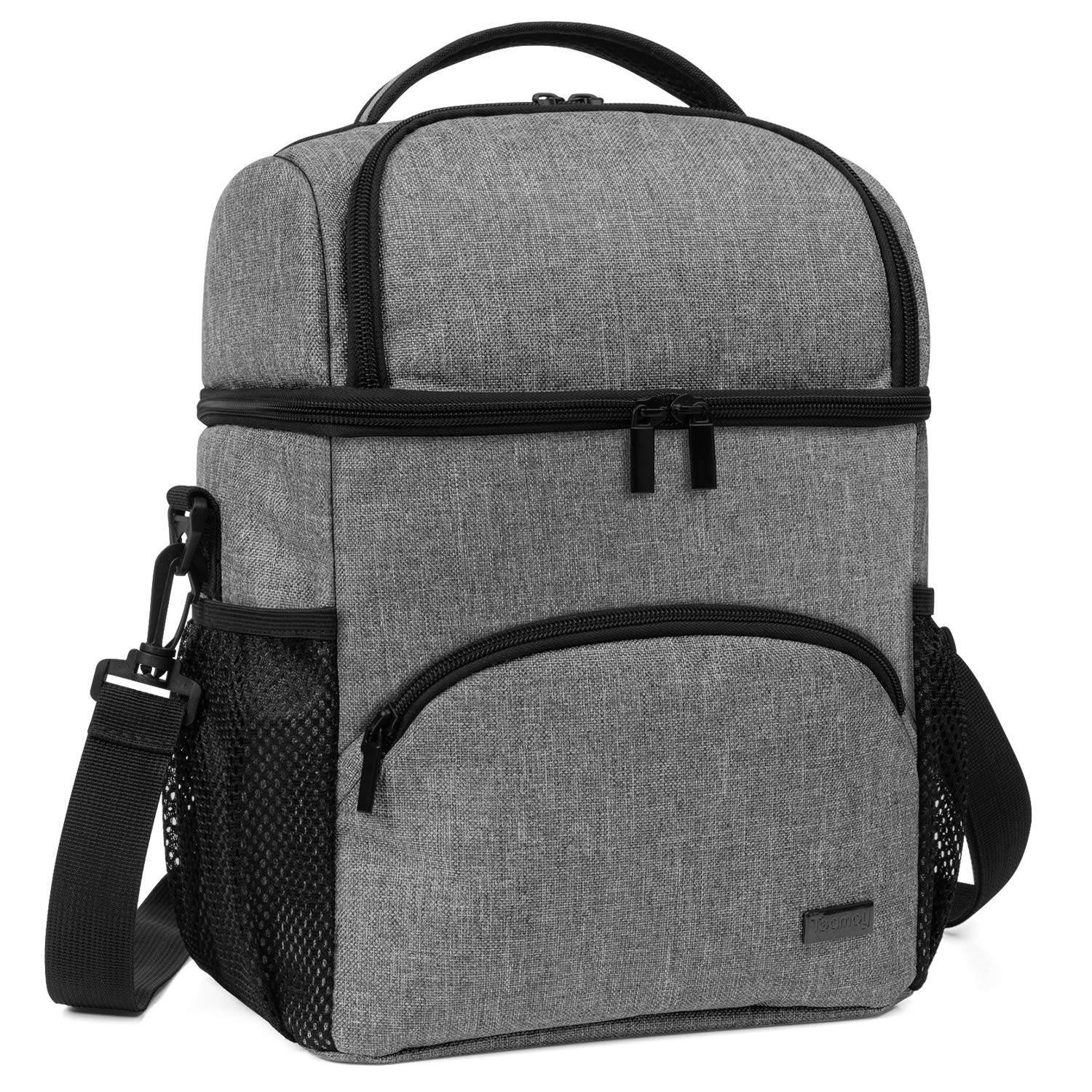 Teamoy Double Layer Insulated Breastmilk Cooler Bag with Ice Pack - Portable Baby Bottle Storage for Travel & Daycare - Holds 6 Large 9oz Bottles (Gray) - Perfect for Nursing Moms, Working Parents & On-the-Go Families