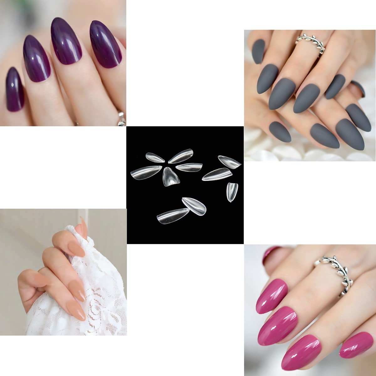500 Pcs Almond False Nails - PMMA Press on Nails with Clear Full Coverage Capsules for DIY Nail Art, 10 Sizes - Perfect for Parties, Weddings & Everyday Wear