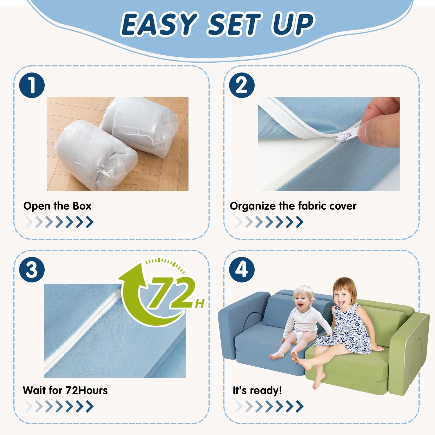 Modular Kids Play Couch - 1000+ Building Options, Super Comfy Convertible Sofa for Playroom & Nursery, Perfect Gift for Toddlers & Children - Great for Playtime, Reading Nook & Nap Time