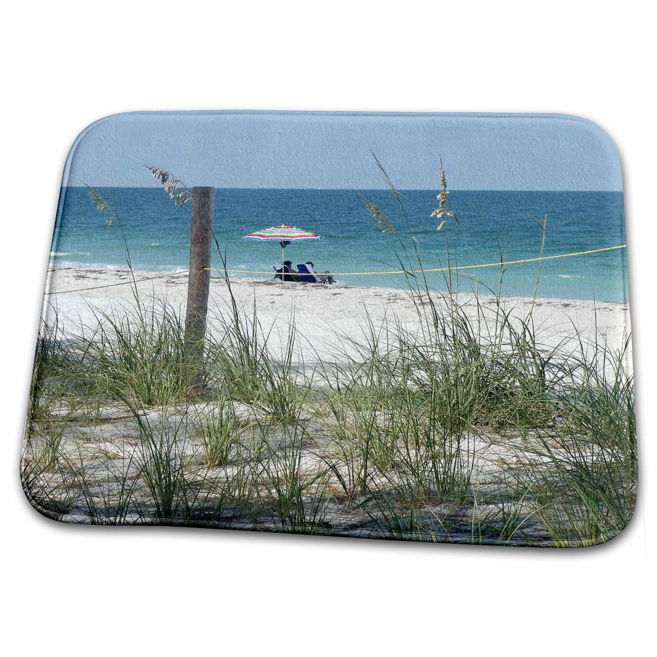 Premium Dish Drying Mat - Absorbent Microfiber Kitchen Counter Protector with Non-Slip Backing | Perfect for Beach Houses, Coastal Kitchens & Vacation Rentals (Captiva Sea Oats Design)