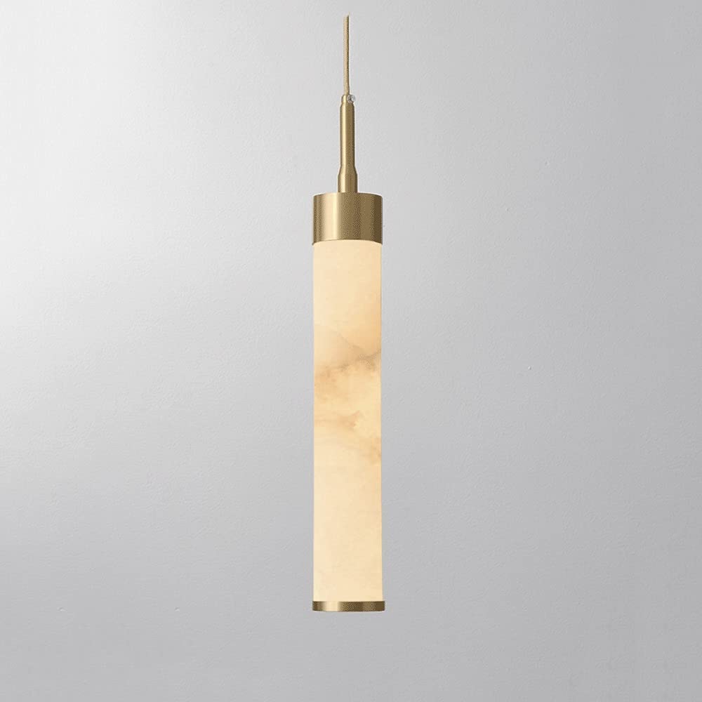 Adjustable Copper & Marble Pendant Lamp - Single Head Hanging Chandelier for Bedroom, Living Room, Dining Room & Bar Counter | Modern Gold Lighting Fixture | Perfect for Ambient & Task Lighting