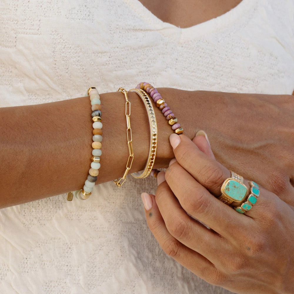 Anna Beck Jacaranda Beaded Bracelet - Handmade Bohemian Style Jewelry for Women, Adjustable Beaded Bracelet for Everyday Wear, Perfect for Casual Outfits & Beach Vacations