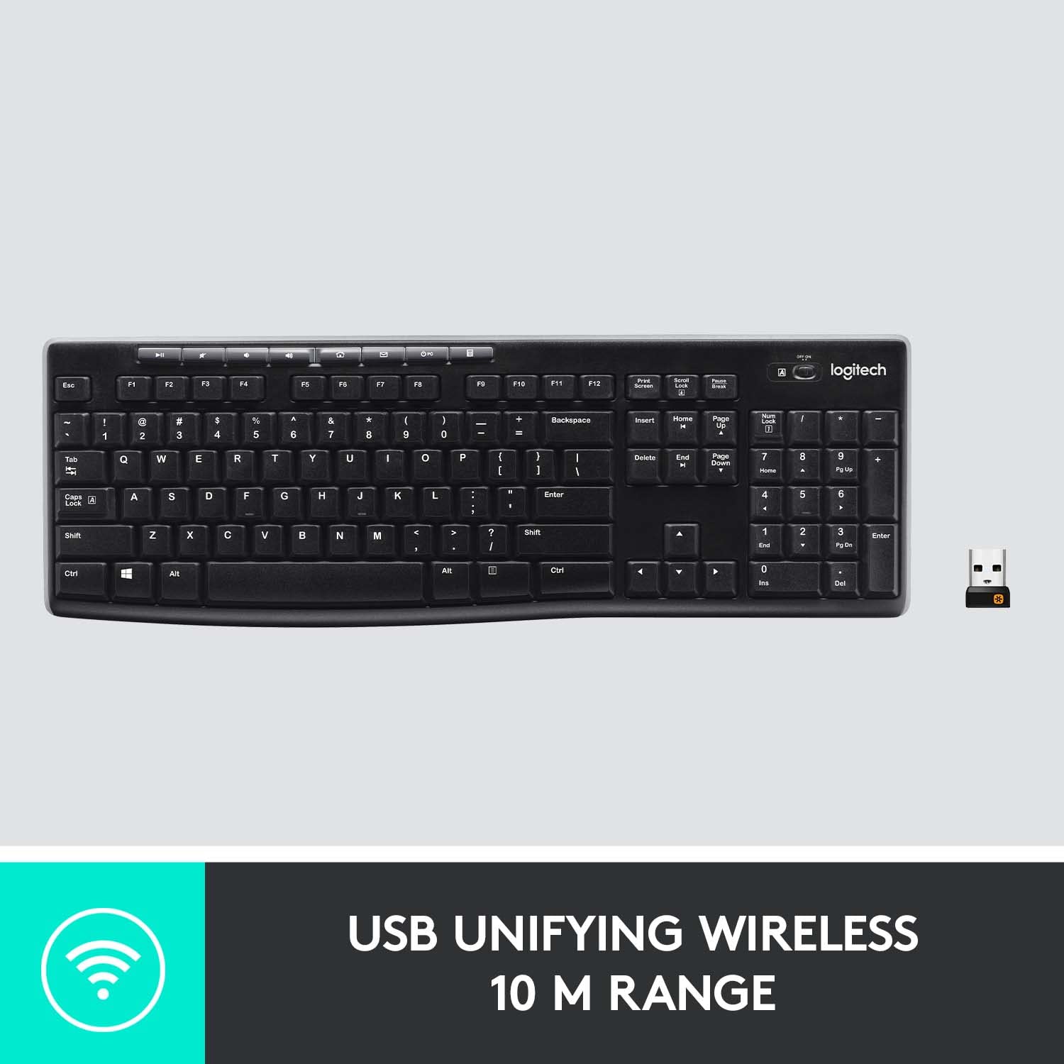 Logitech K270 Wireless Keyboard with Long-Range Connectivity - Ergonomic Design for Home & Office (Renewed) | Perfect for Typing, Gaming & Remote Work