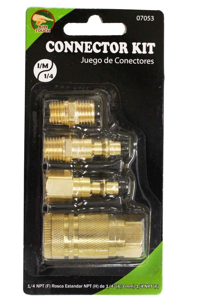 4 Piece Brass Connector Kit for Pneumatic Air Tools - High-Quality Quick Connect Fittings for Air Compressors, Nail Guns & Spray Guns - AIR-04-YM