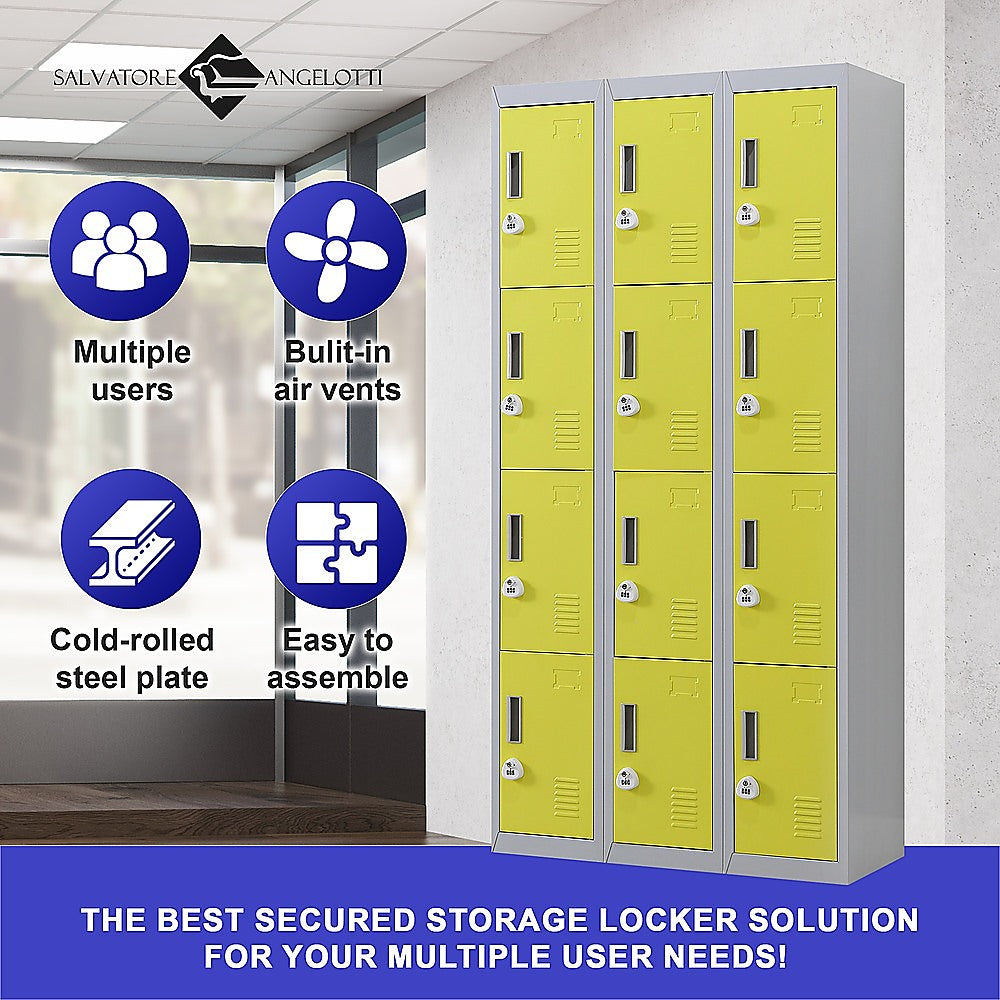 12-Door Locker with 3-Digit Combination Lock - Secure Storage for Office, Gym, Shed, School & Home - Ideal for Personal Belongings, Equipment & Valuables Protection