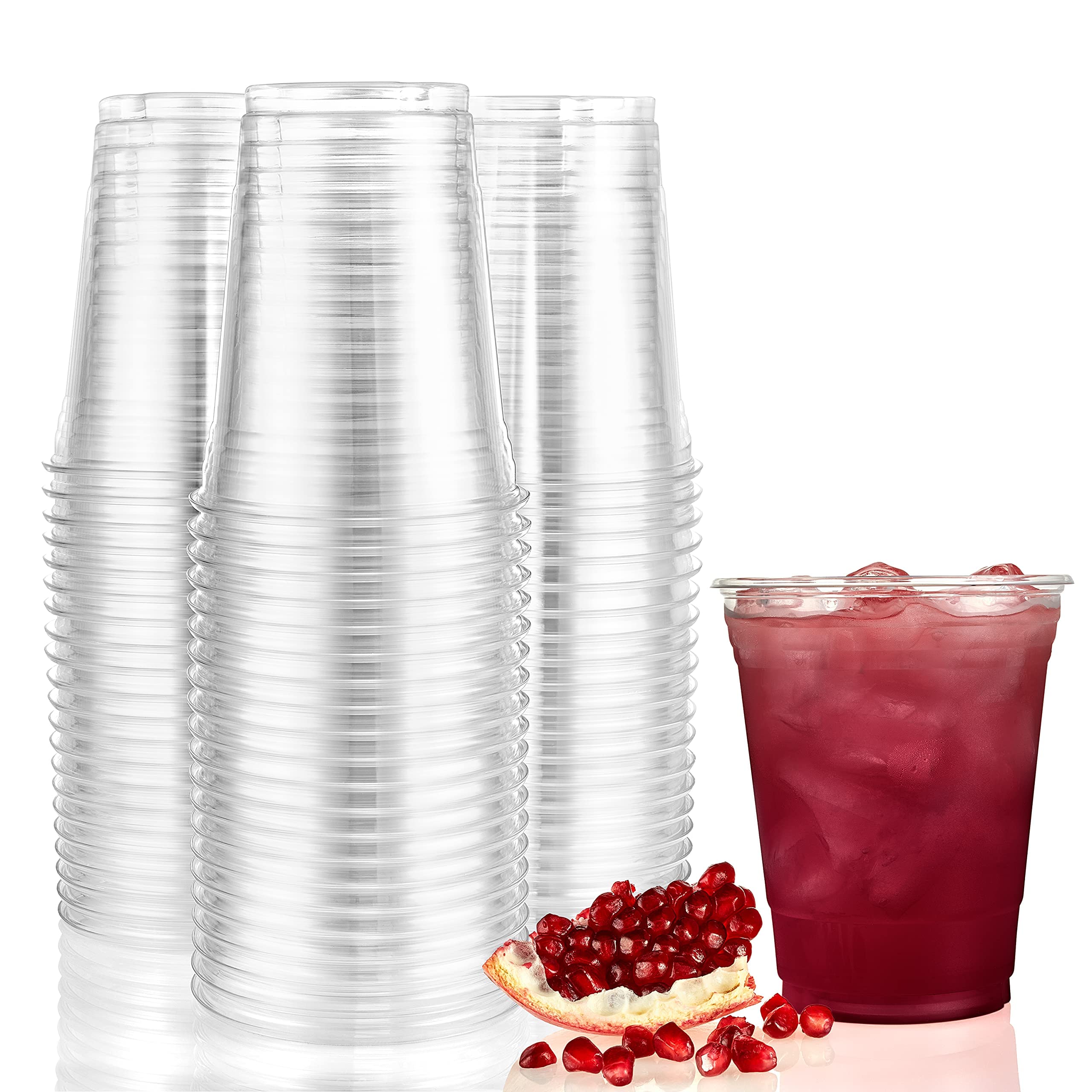 Nicole Home Collection 600 Count 18 oz Clear Disposable Plastic Cups - BPA Free, Durable PET Material for Parties, Picnics, BBQs & Events