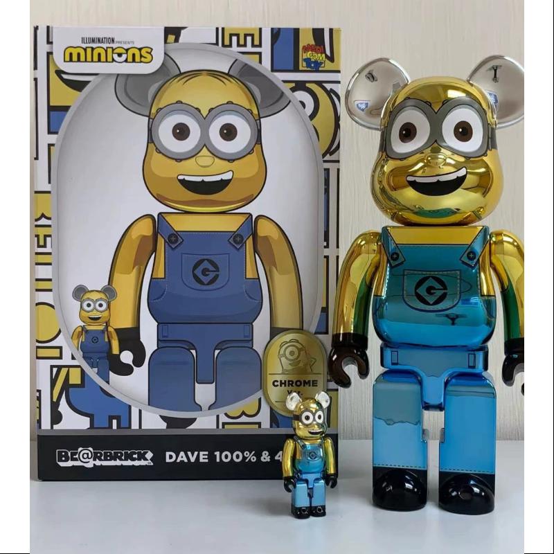 Bearbrick Minions Dave 400% & 100% Be@rbrick 2024 Limited Edition Collectible Figure - Perfect for Anime Fans, Home Decor, and Gift Giving