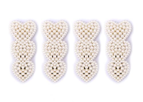 Elegant White Pearl Hair Clips with Heart Design - Handmade Fashion Hair Accessories for Women & Girls (Pack of 4) - Perfect for Weddings, Parties & Everyday Styling