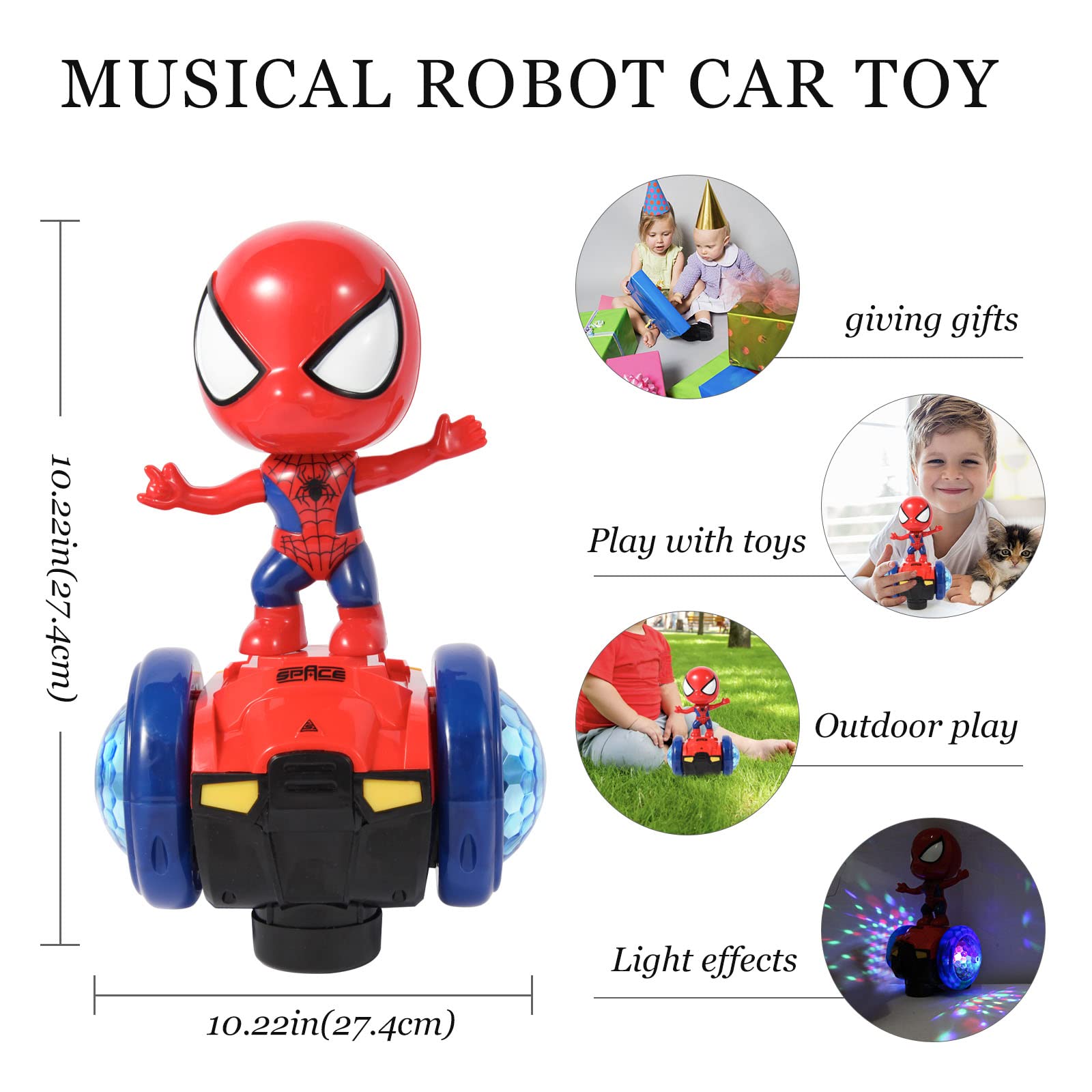 Dancing Spider Toy Robot with Music & Flashing Lights - Interactive Educational STEM Toy for Kids, Boys & Girls (Spiderman Red) | Fun Birthday Gift for Toddlers, Party Favors & Learning Playtime