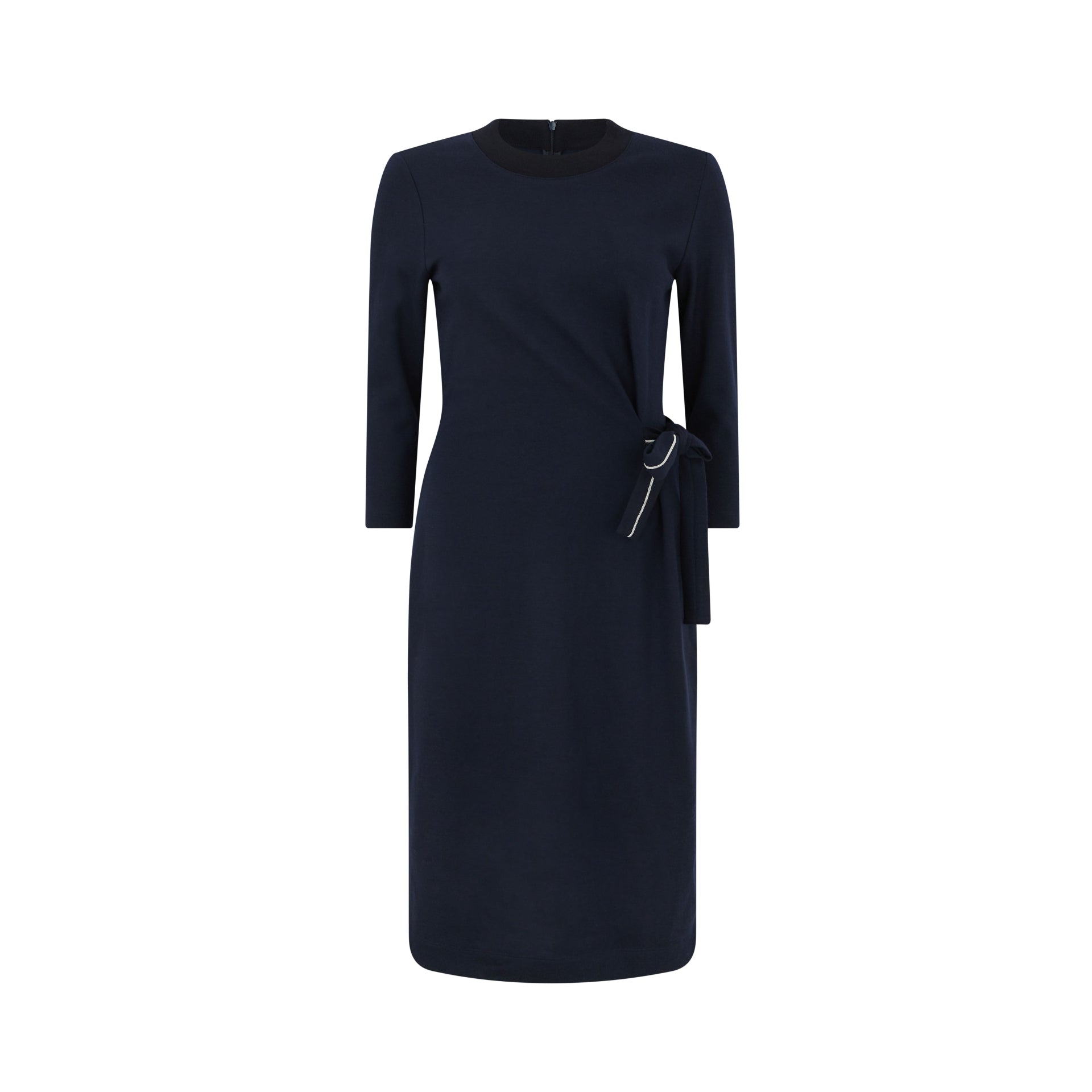 Women's Jersey Belted Wool Cotton Midi Dress - Elegant Casual & Office Wear for Fall & Winter Seasons