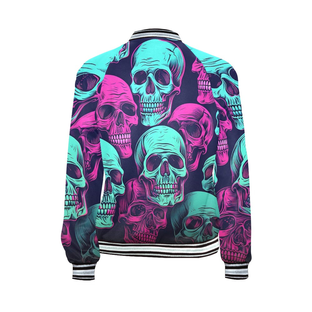 Trendy Neon Skulls & Stripes Jacket for Men & Women - Stylish Streetwear Fashion for Parties, Concerts & Nightlife
