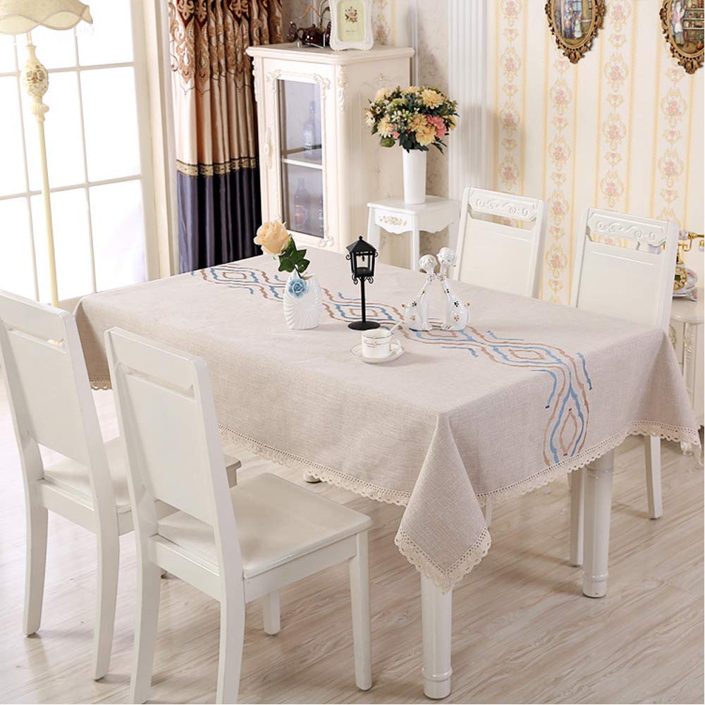 Premium Cotton Nordic Tablecloths & Embroidered Placemats Set - European Solid Wood Dining Table Decor for Home, Kitchen, Party & Holiday Gatherings