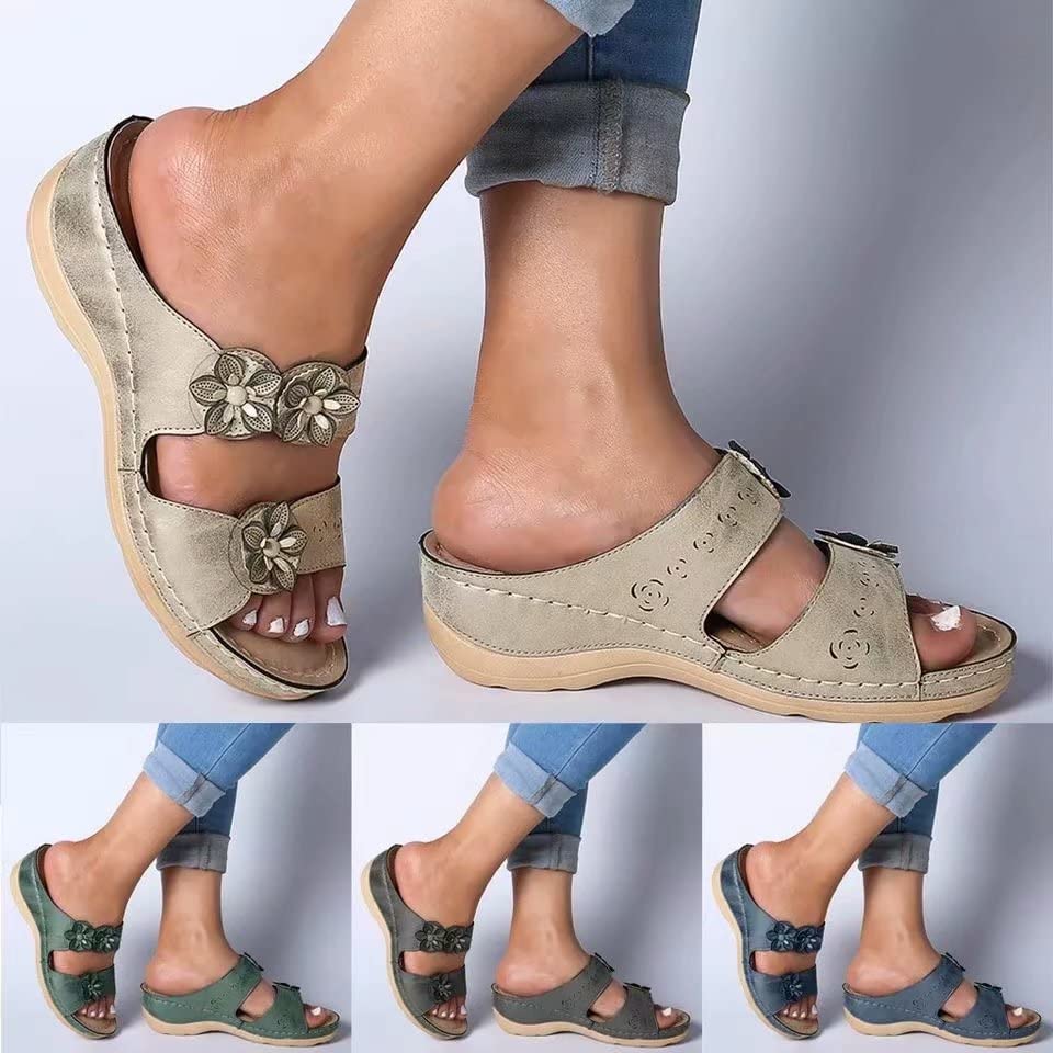 Lausiuoe Women's Summer Sandals - Casual Boho Flat Sandals with Open Toe for Beach, Vacation & Everyday Wear | Stylish Flip Flops for Outfits