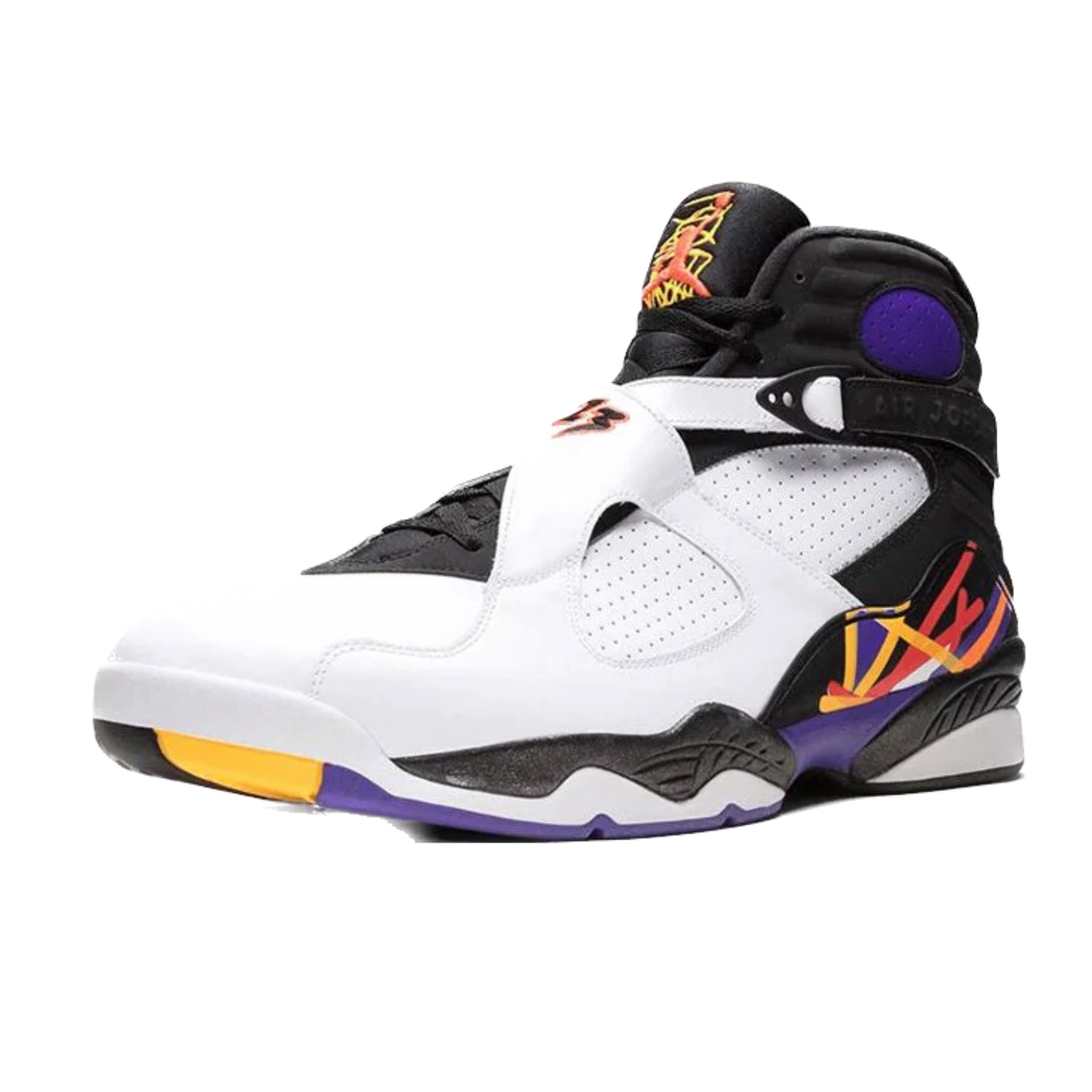 Air Jordan 8 Retro Three Peat Sneakers - White/Infrared 23/Black/Bright Concord - Basketball Shoes for Men | Perfect for Court Play & Streetwear Fashion