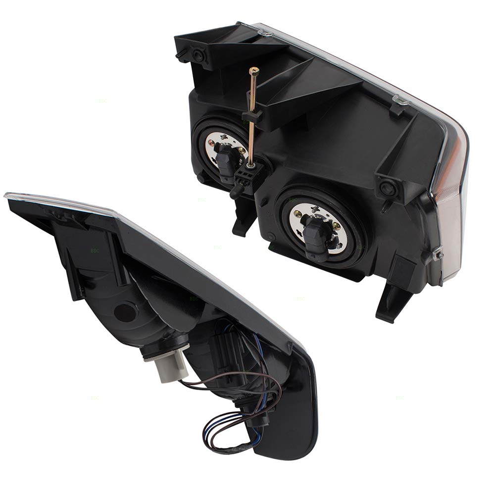 Brock Replacement 4-Piece Headlight and Parking Signal Light Set with Black Bezels for 2004-2012 Chevy Colorado & GMC Canyon Pickup Trucks - Upgrade Your Truck's Style & Night Visibility for Off-Roading and Daily Commuting
