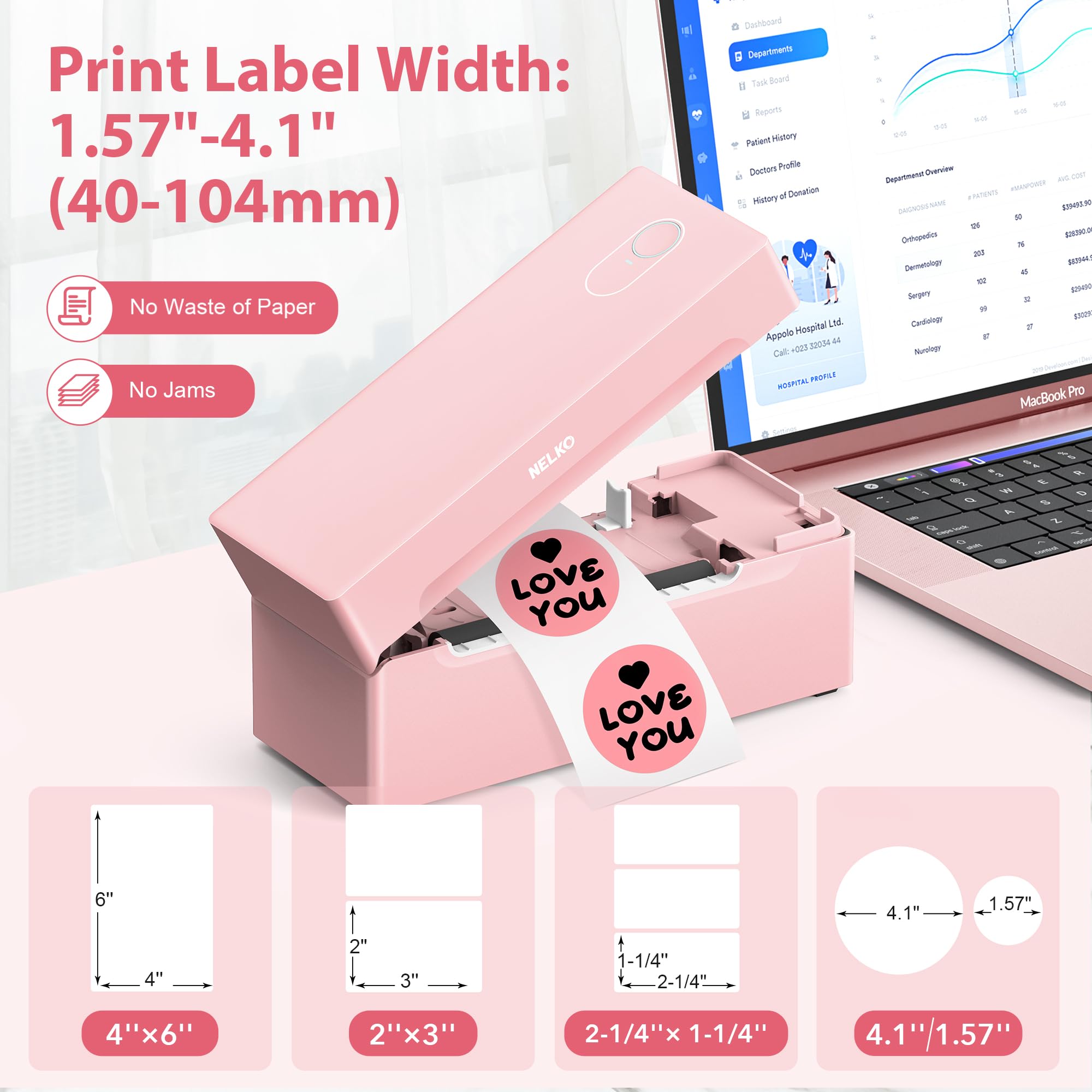 Nelko Bluetooth Thermal Shipping Label Printer - Wireless 4x6 Label Maker for Amazon, eBay, Shopify & Etsy | Compatible with Android, iPhone & Windows | Perfect for USPS, UPS & FedEx Packages | Ideal for Home Business & E-commerce Shipping