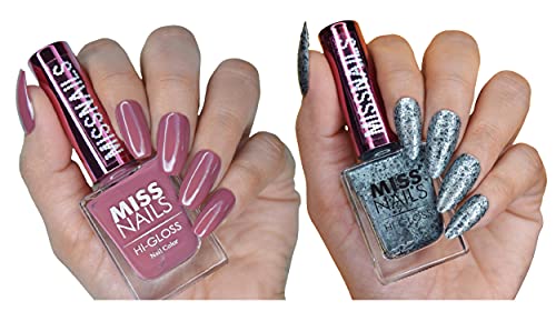 Miss Nails Non-Toxic 15 Color Nail Polish Set - Long Lasting, Vegan & Cruelty Free (10ml) - Chocolate Kisses & Green Berry Shades for Manicures, Pedicures & Nail Art
