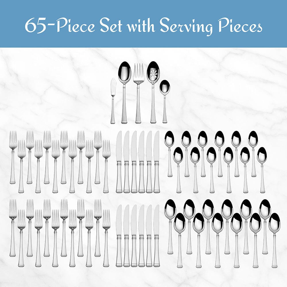 Premium Harmony 65-Piece Stainless Steel Flatware Set - Service for 12 - Elegant Cutlery for Dinner Parties, Weddings & Formal Dining