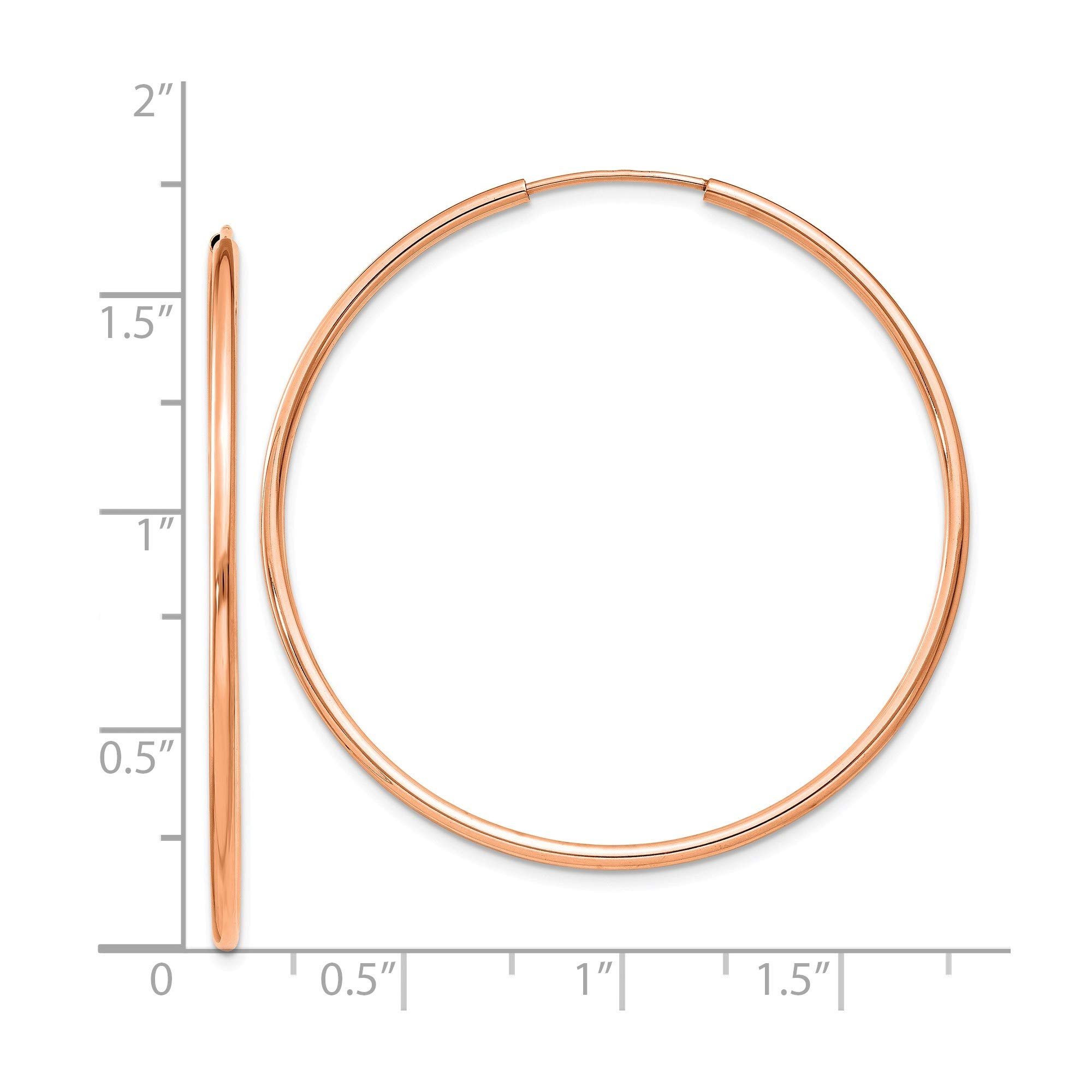14K Rose Gold 1.5mm Polished Endless Hoop Earrings for Women - Hypoallergenic Dainty Everyday Jewelry - Perfect for Work, Date Night & Gifts