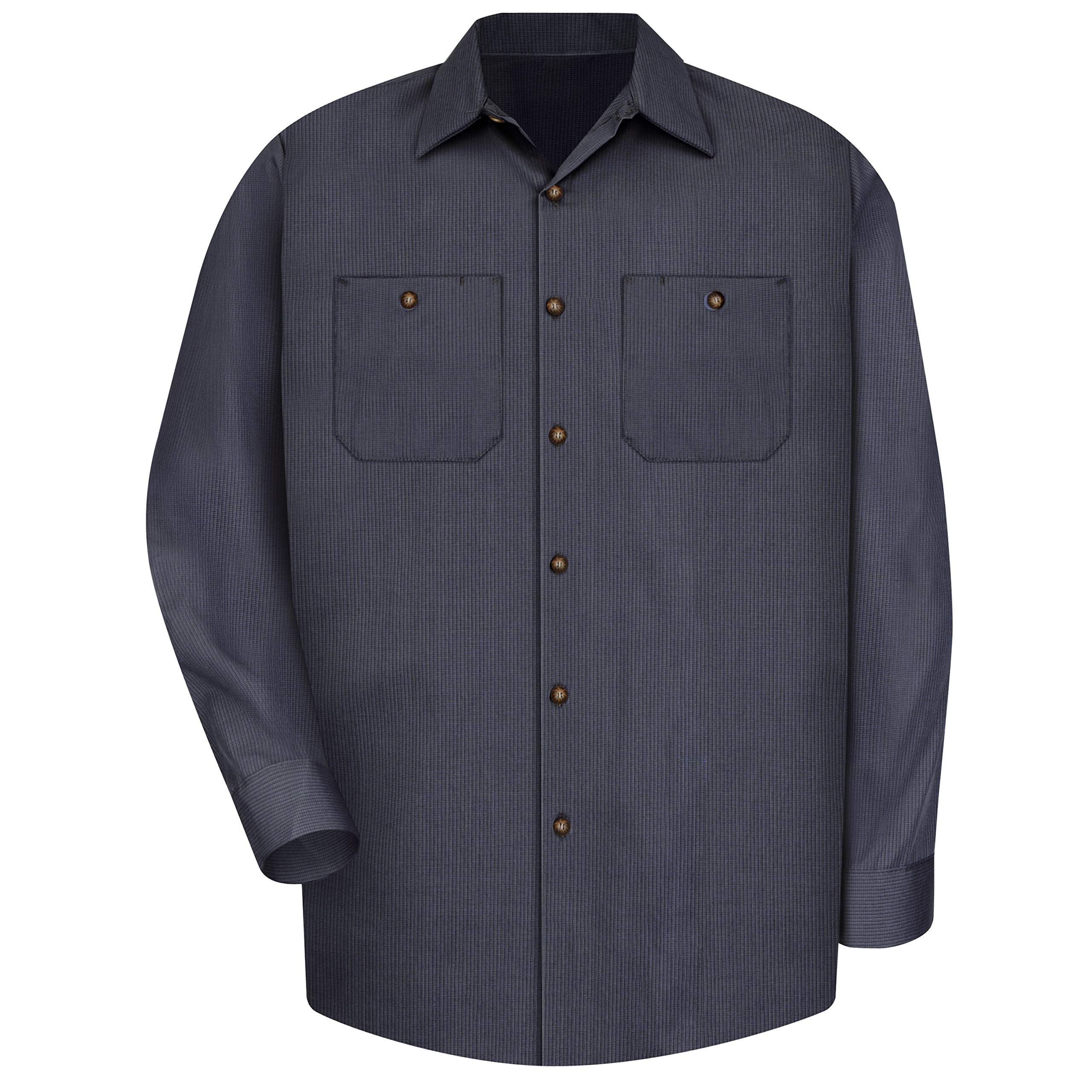 Red Kap Men's Durable Industrial Work Shirt with Lined Collar - Heavy Duty Workwear for Construction, Mechanics & Outdoor Labor