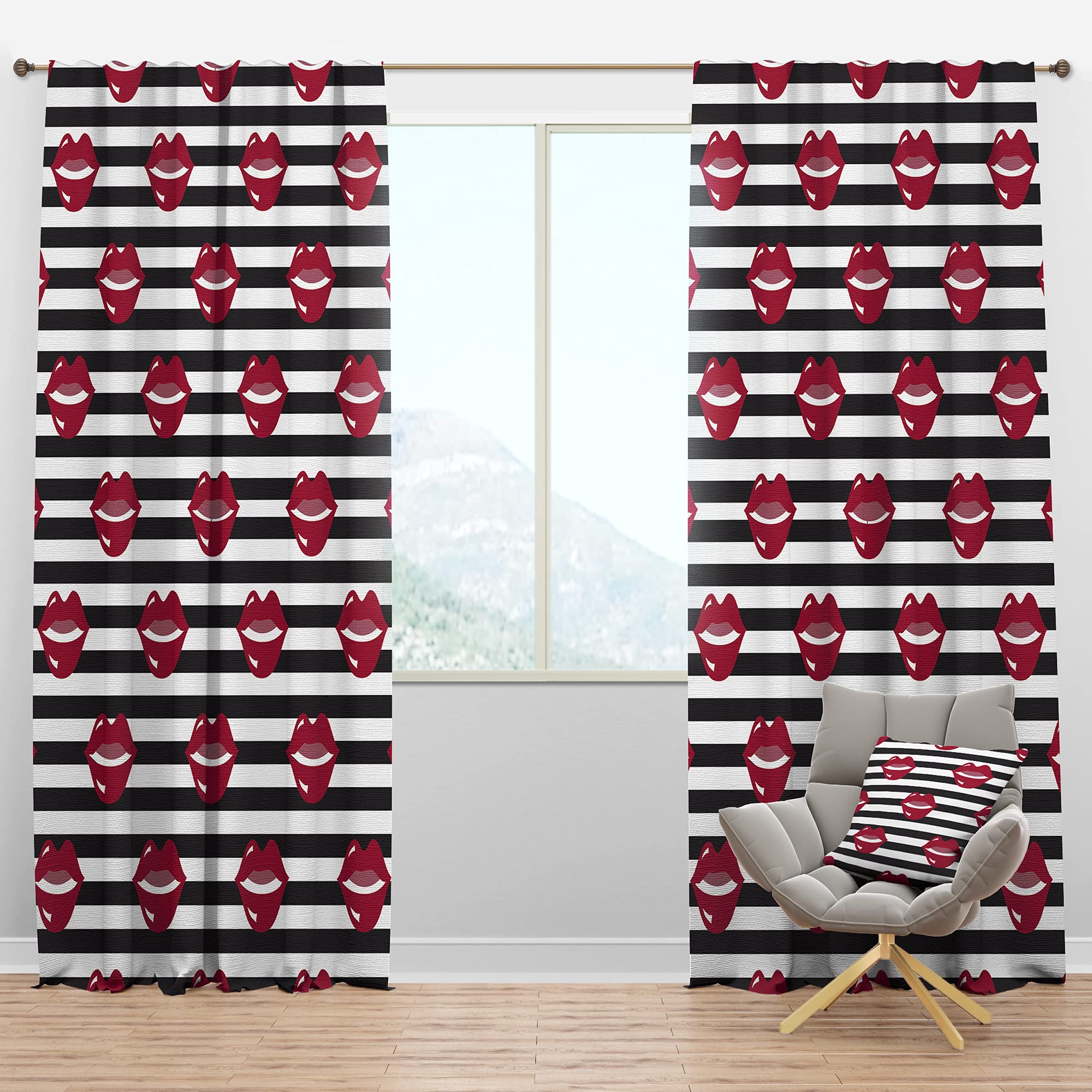 DesignQ Blackout Curtains - Red Lips Fashion Pattern Thermal Insulated Window Drapes (52x120 Inches) - Single Panel for Bedroom & Living Room - Perfect for Light Blocking, Privacy & Energy Efficiency