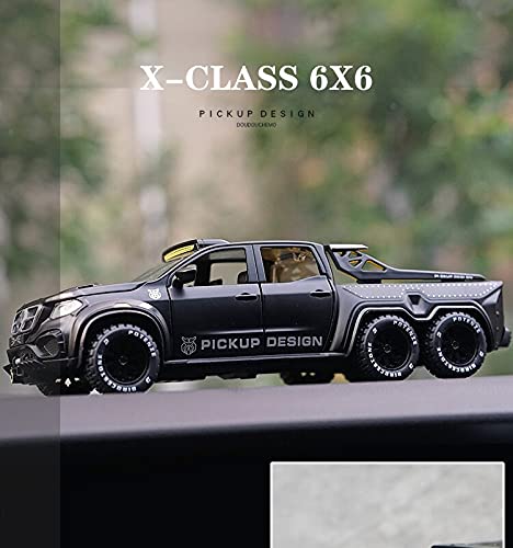 1/28 Scale Alloy Metal Pull Back Toy Pickup Truck with Sound & Light - Realistic Simulation Car Model for Boys - Perfect for Playtime, Collecting & Gifts (Black)