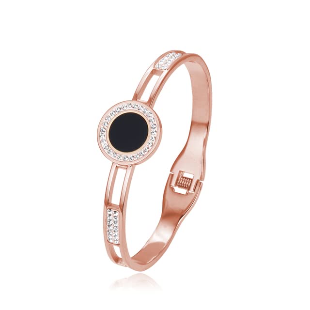 2022 Rose Gold Stainless Steel Cuff Bracelet for Women - Elegant Upper Arm Jewelry, Luxury Gift for Her - Perfect for Parties, Weddings & Special Occasions