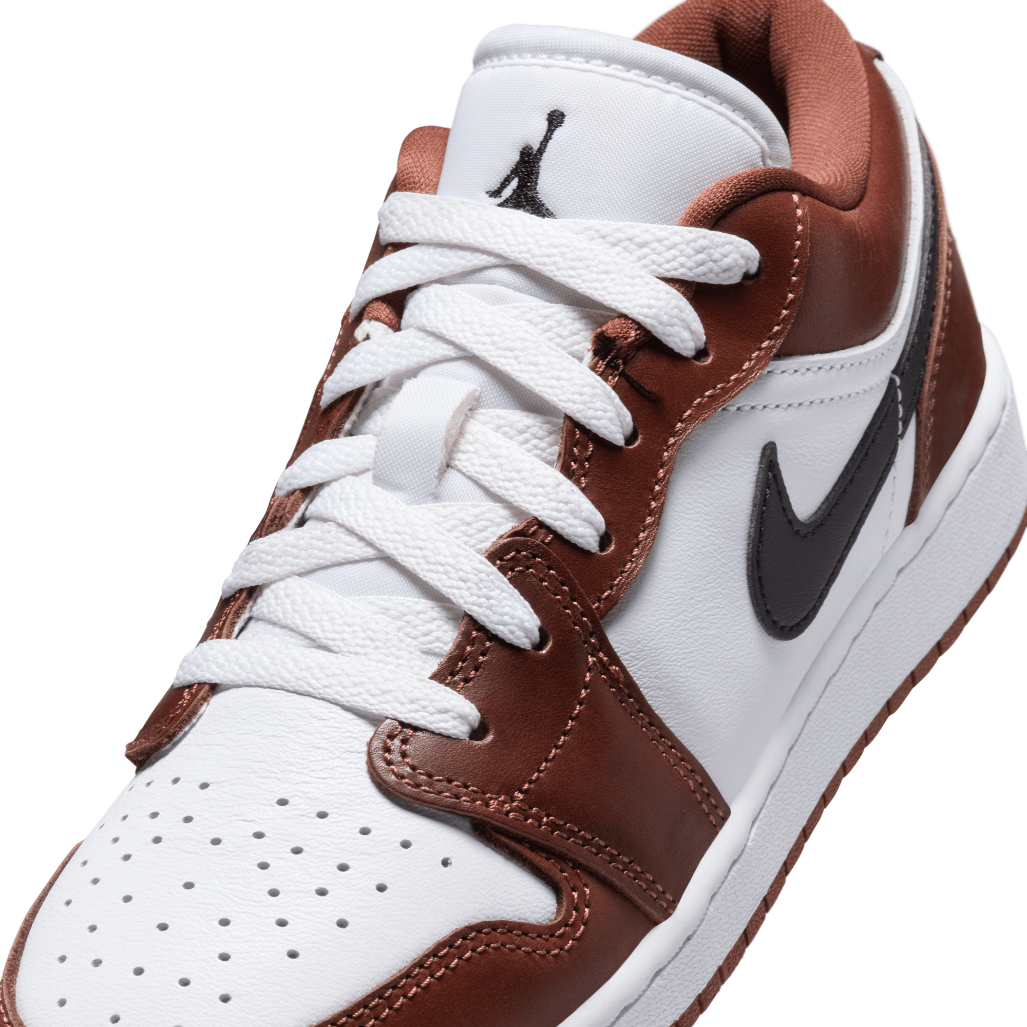 AIR JORDAN 1 LOW SE (GS) Sneakers - White/Black/Dark Pony - Comfortable Basketball Shoes for Kids - Perfect for School, Sports & Casual Wear