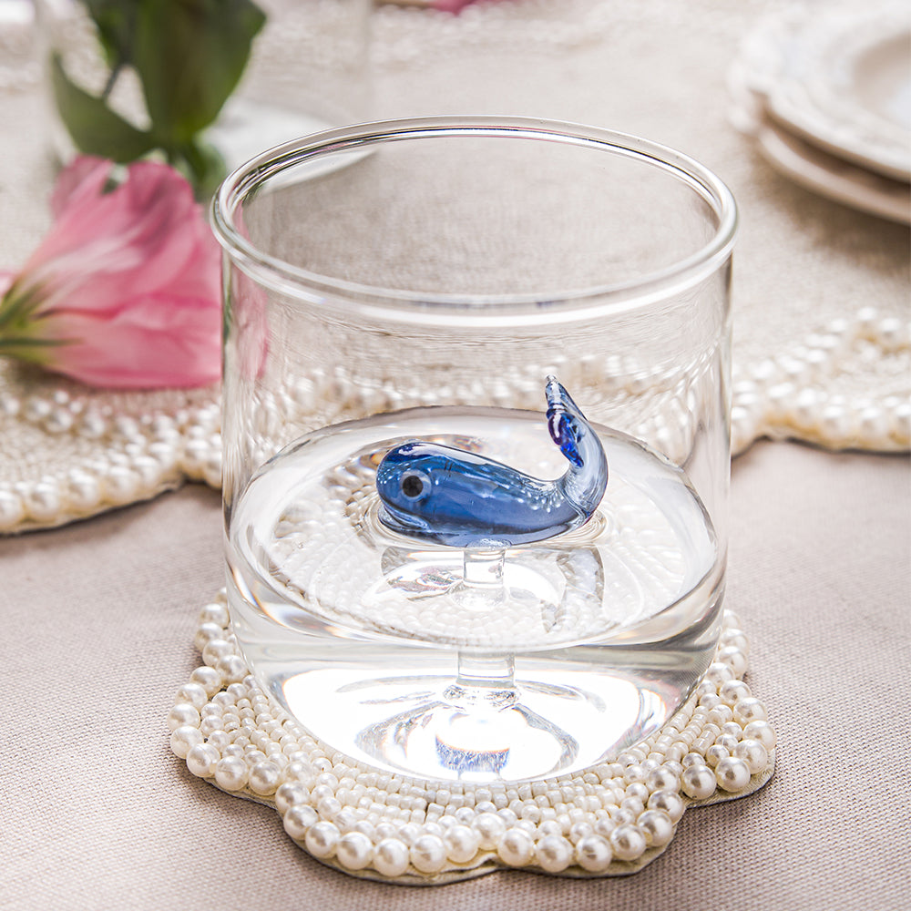 Premium Dolphin Glass Set of 2 - Elegant Handcrafted Drinking Glasses for Wine, Juice & Cocktails - Perfect for Beach Parties, Home Decor & Gift Giving