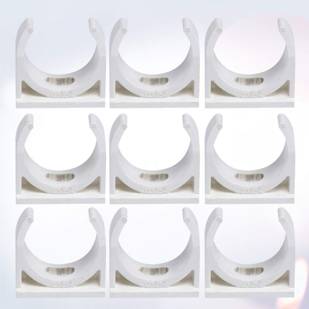 50pcs Hemoton U-Shaped PVC Tube Clamps - White Plastic Hose Hanger Support for PEX, PVC & TV Cable Management - Perfect for Plumbing, DIY Projects & Home Organization