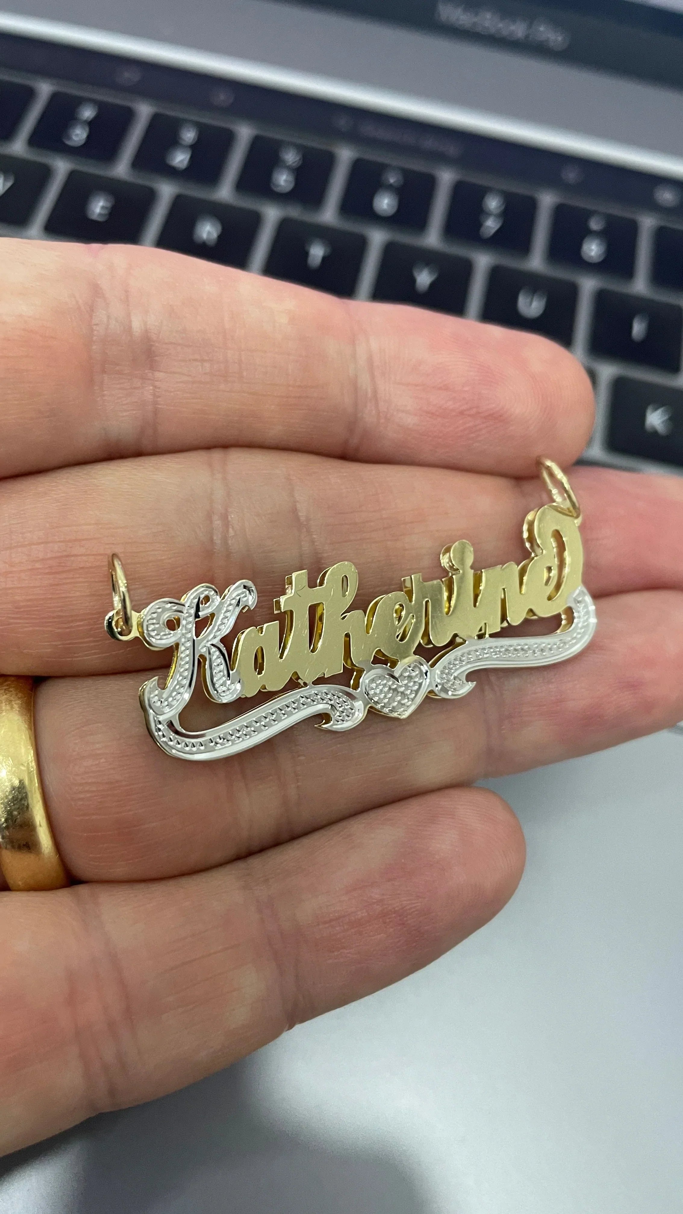 14K Gold Custom Double Plate Name Pendant Necklace - Personalized Jewelry for Women & Men | Perfect for Gifts, Anniversaries & Special Occasions