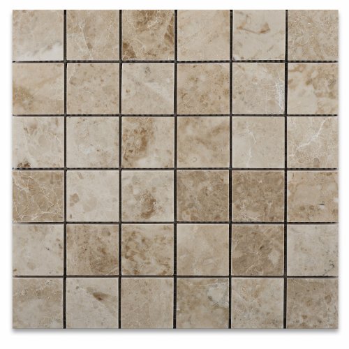 Premium Cappuccino Marble Polished 2x2 Inch Mosaic Tile on Mesh Backing - 5 Sq Ft per Box | Elegant Kitchen Backsplash & Bathroom Wall Decor