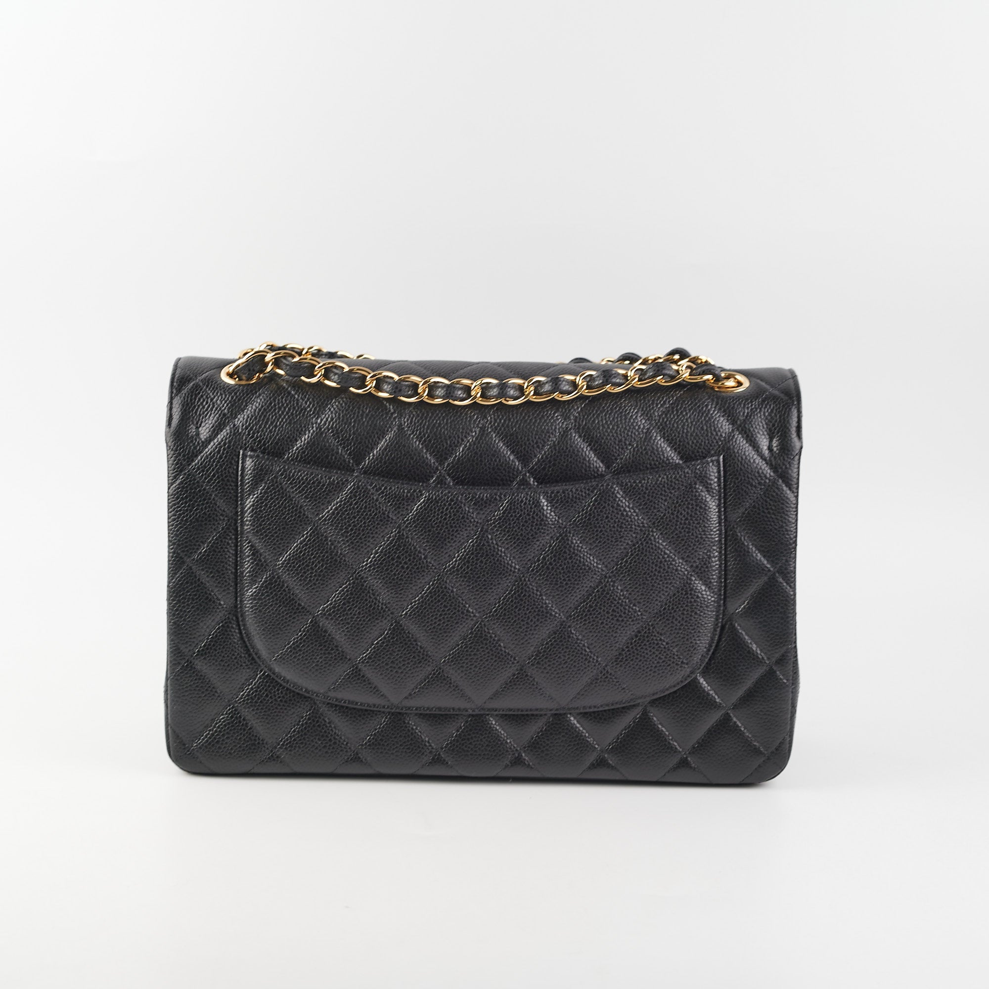 Authentic Chanel Quilted Jumbo Flap Bag in Black Caviar Leather with Gold Hardware - Perfect for Luxury Fashion & Special Occasions