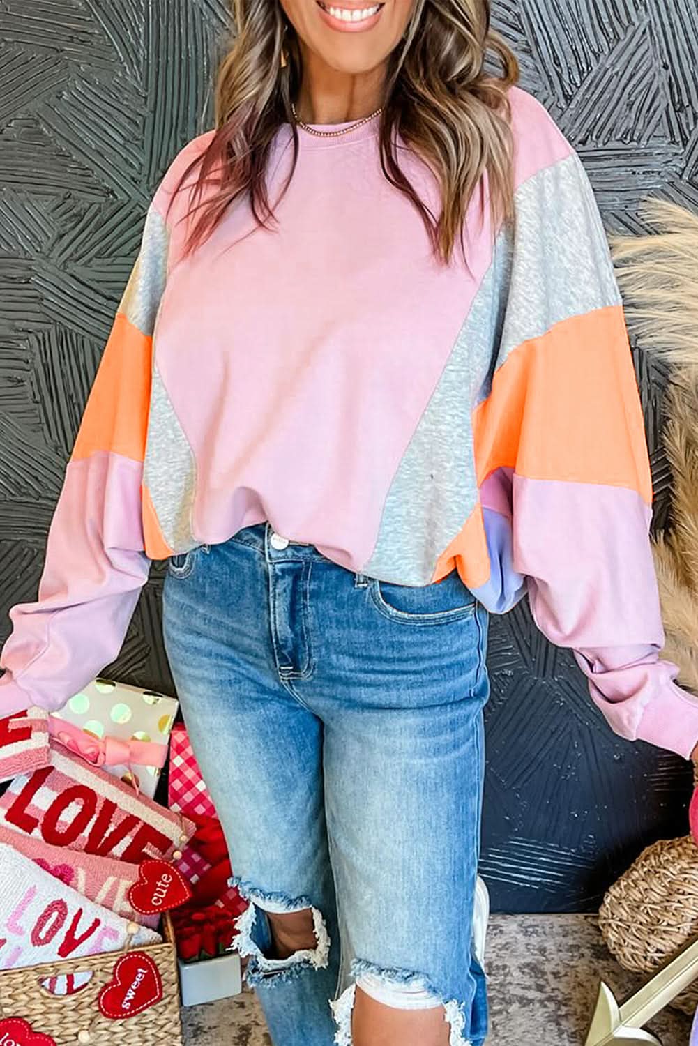 Stylish Light Pink Batwing Sweatshirt for Women - Trendy Oversized Pullover for Casual Wear, Lounge & Street Style Fashion