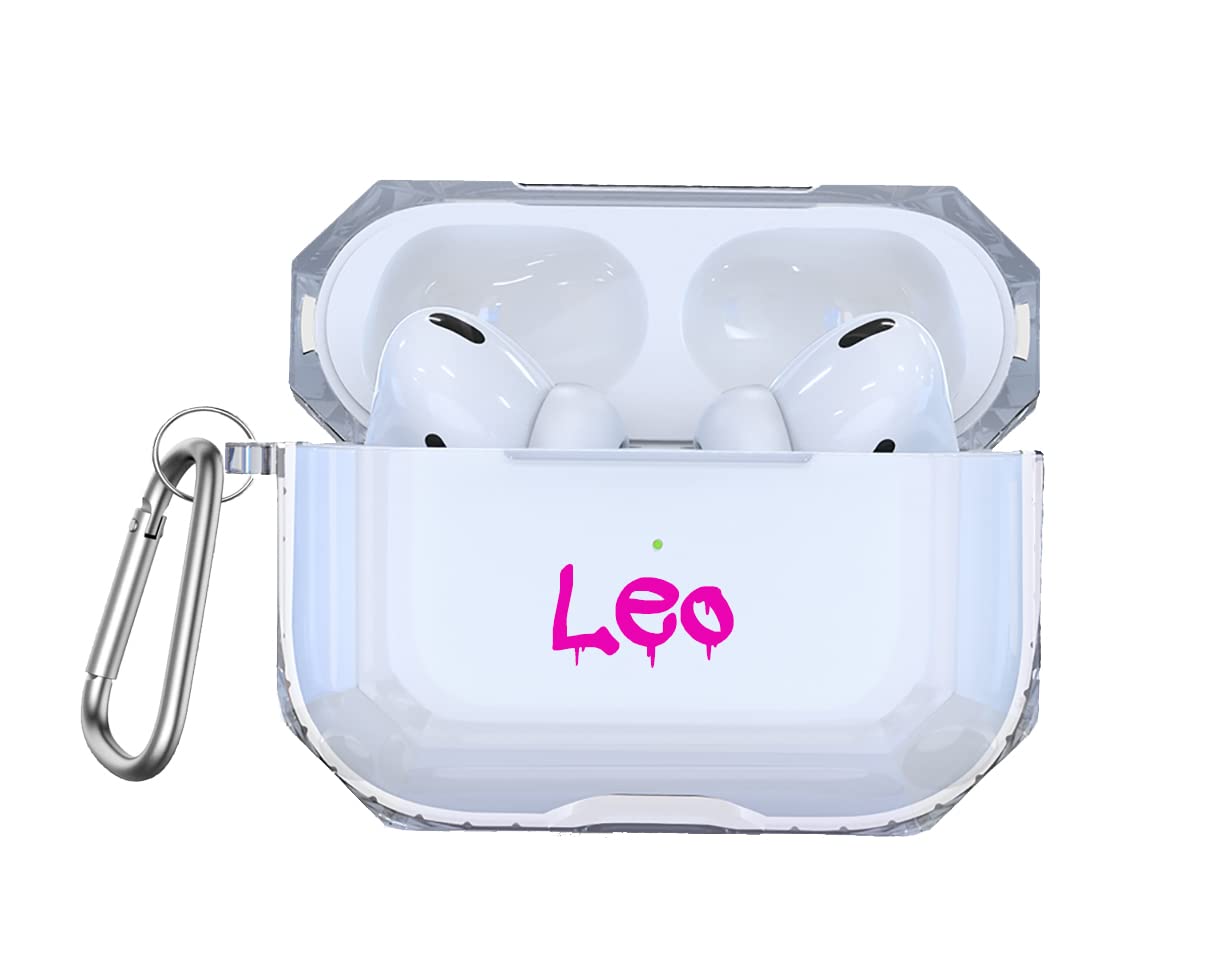 Custom Name Graffiti AirPods 2 Pro Case with Keychain - Clear Protective Cover Compatible with AirPods 1/2/3 (AP76) - Perfect for Street Style, Gifts & Personalization