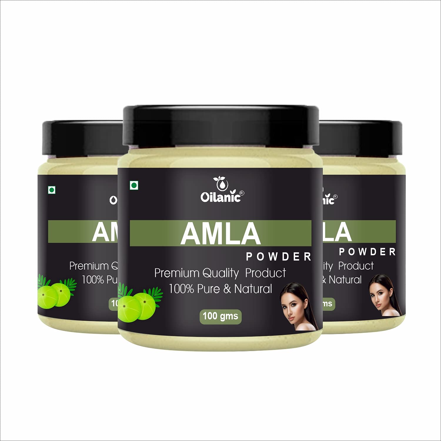 Oilanic 100% Pure Natural Amla Powder for Hair Growth & Skin Care - 3 Pack (300g) | Organic Indian Gooseberry Supplement for DIY Hair Masks, Face Scrubs & Healthy Smoothies