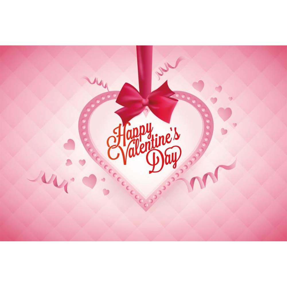 5x4ft Valentine's Day Backdrop - Red Ribbon Bow Tie with Love Hearts for Photography, Wedding, Party Decor | Romantic Pink Background for Couples, Mother's Day, Cake Table & Video Props | Perfect for Anniversary, Engagement & Festival Celebrations