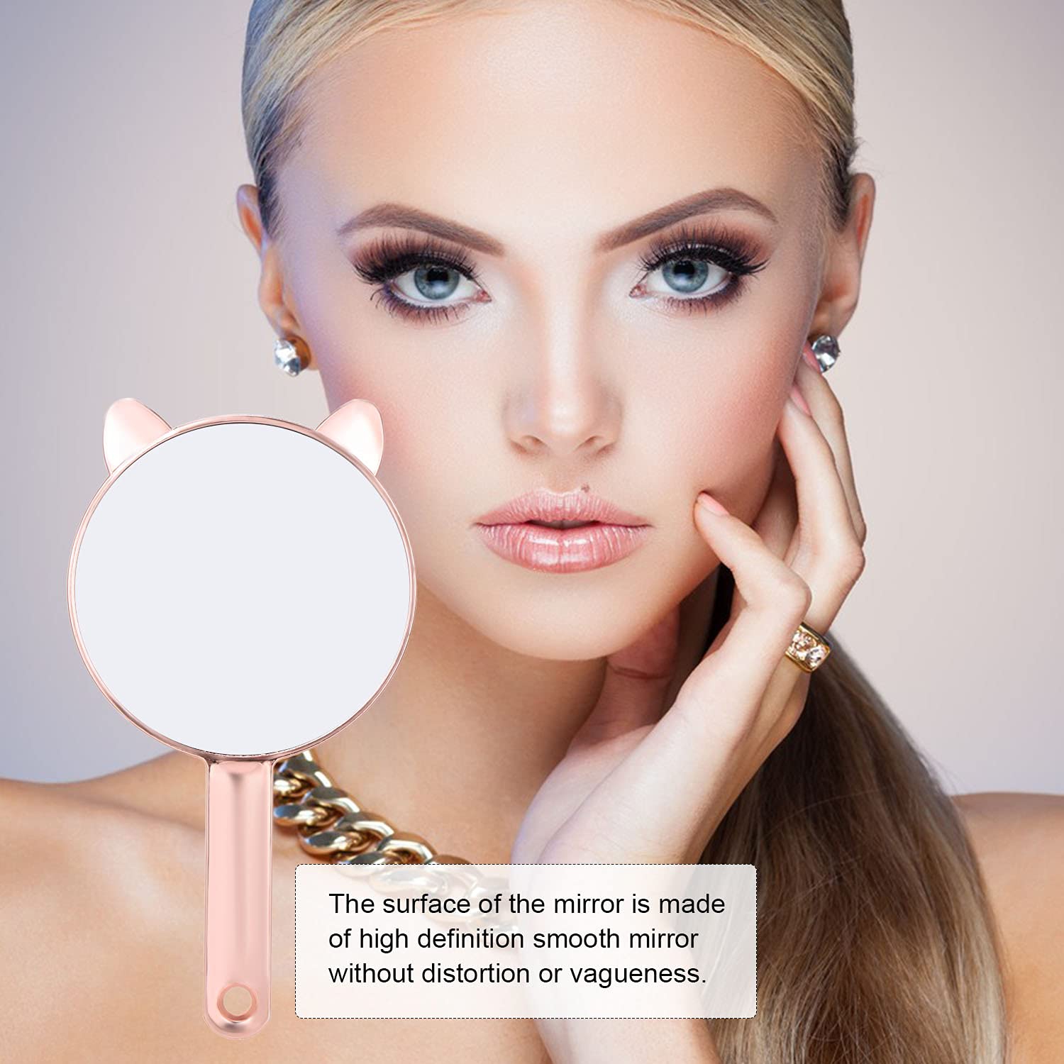 POOWE Rose Gold Round Makeup Mirror - Portable Travel Cosmetic Mirror with Stand, Perfect for Home, Vanity, and On-the-Go Touchups