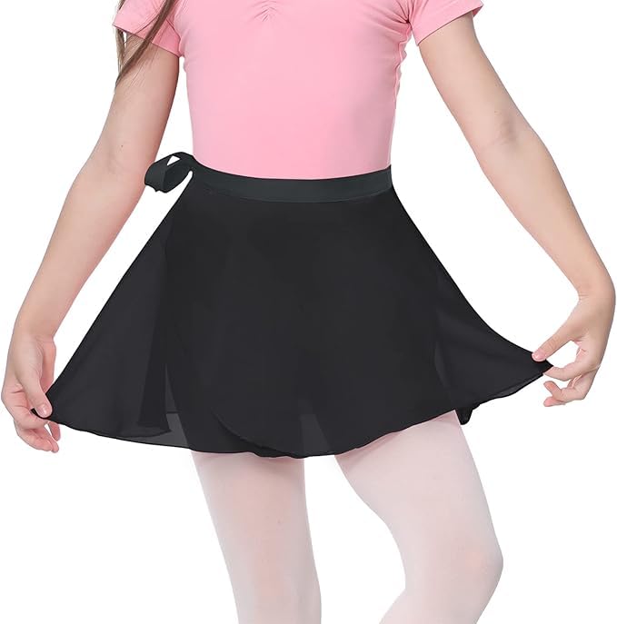 Zando Ballet Skirt for Girls & Women - 2 Pack Stretchy Dance Wrap Skirts for Toddlers, Kids & Adults - Perfect for Ballet Class, Dance Practice & Performance Costumes