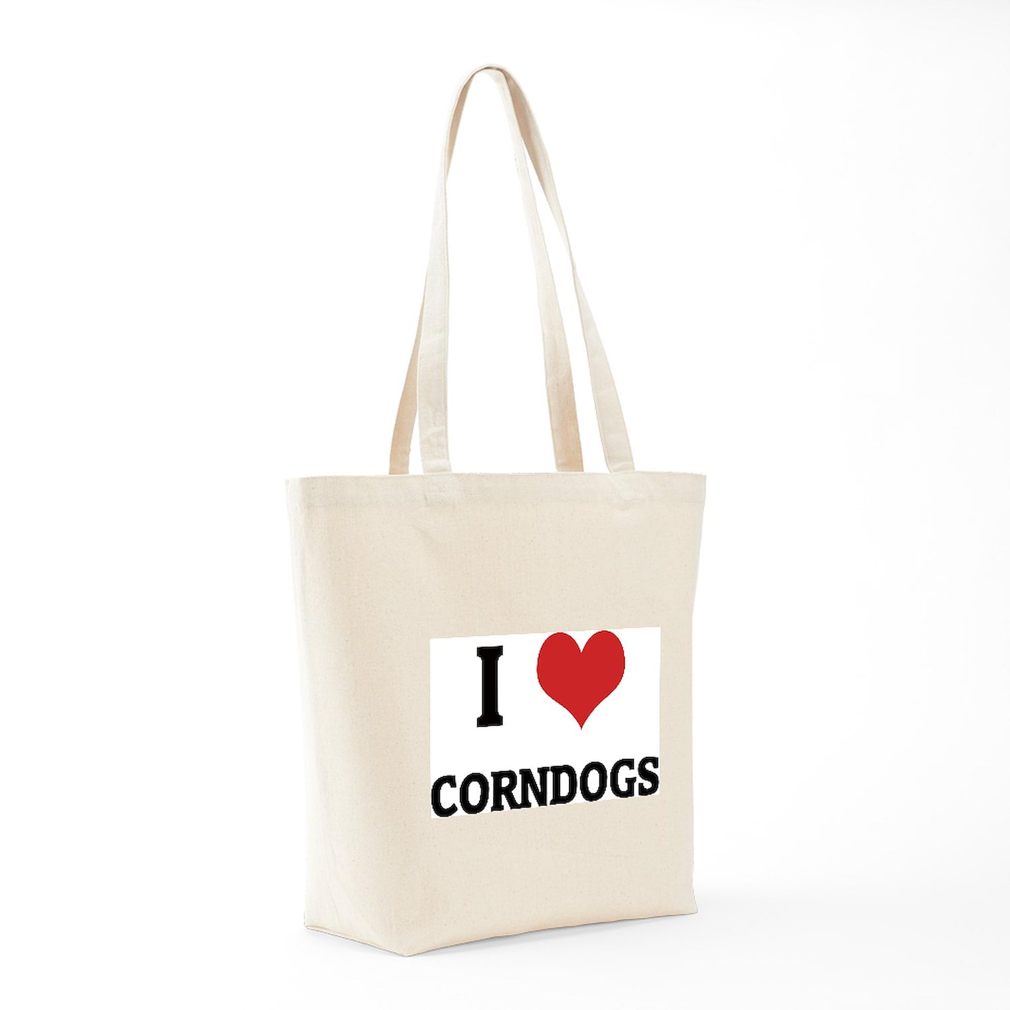 I Love Corndogs Tote Bag - Natural Canvas Reusable Grocery Shopping Bag for Farmers Market, Beach & Picnic | Eco-Friendly Carryall by CafePress