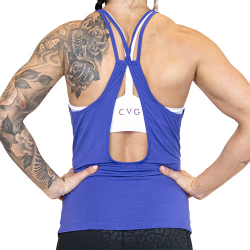 Open Back Tank Top for Women - Soft Stretch Violet Sleeveless Shirt | Casual Summer Wear, Yoga, Beach Outfit